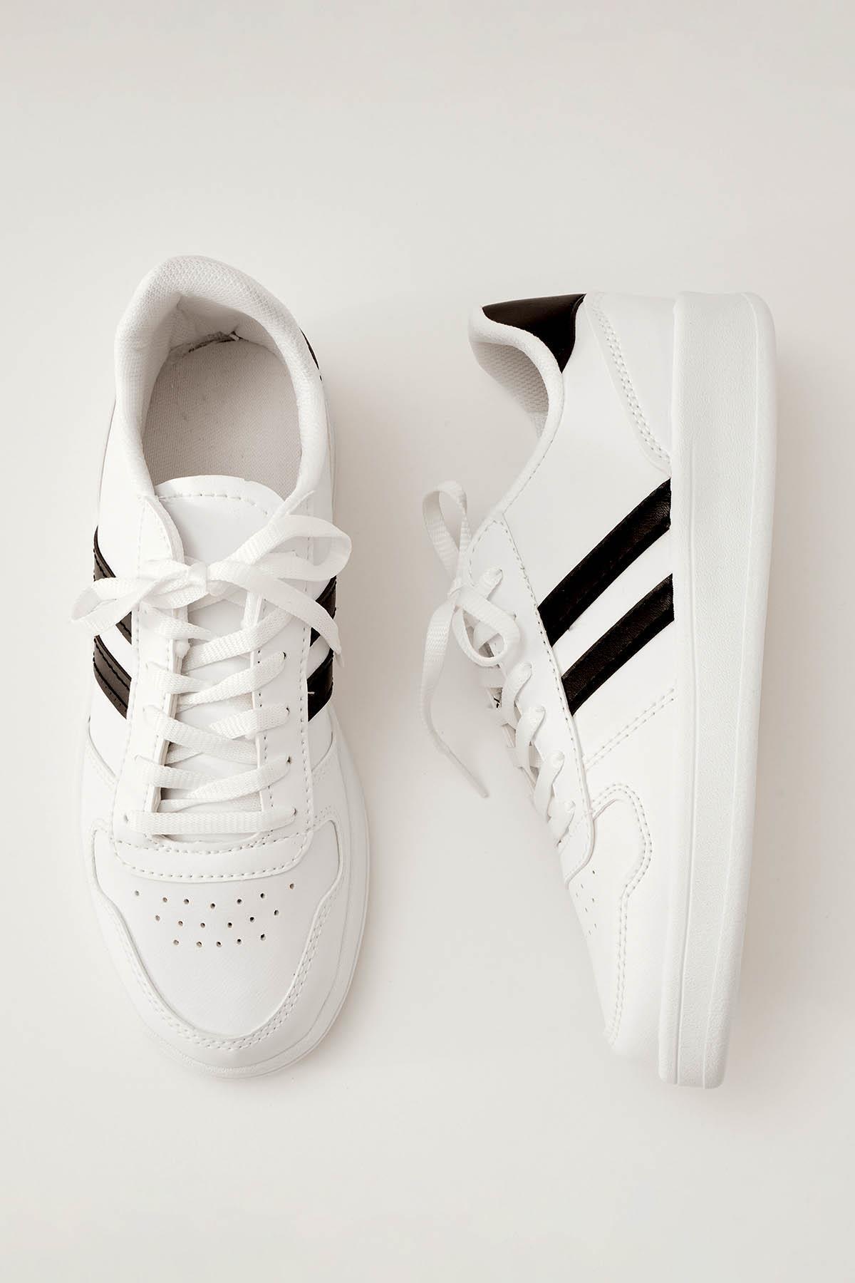 Beyaz-Siyah Livens Spor Ayakkabı 5121 - 5