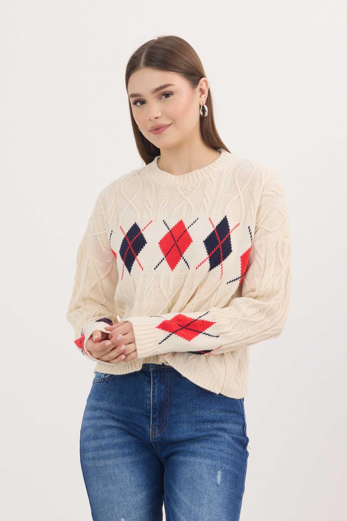 Bej Baklava Şerit Desen Kazak 1372 - 3