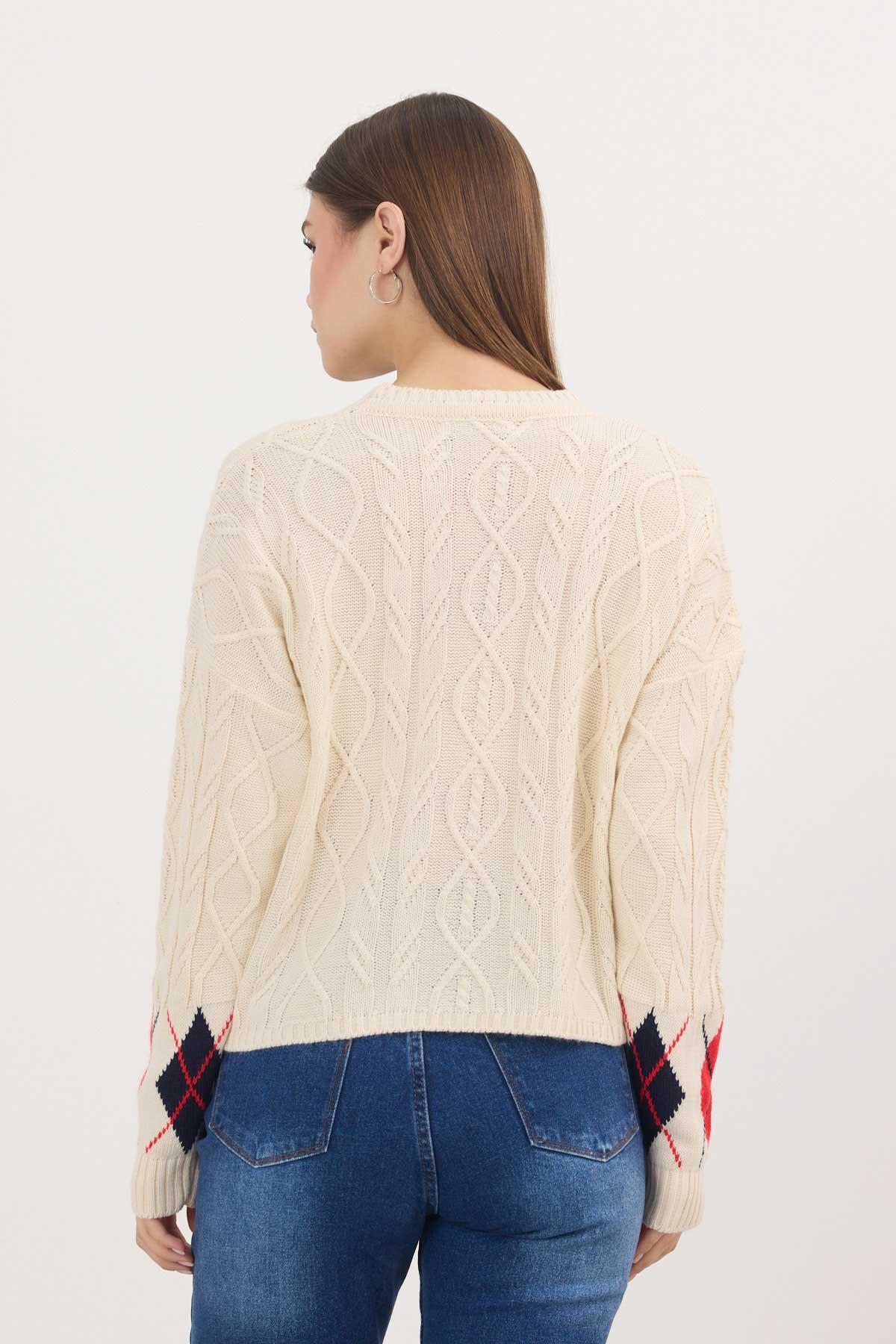 Bej Baklava Şerit Desen Kazak 1372 - 6