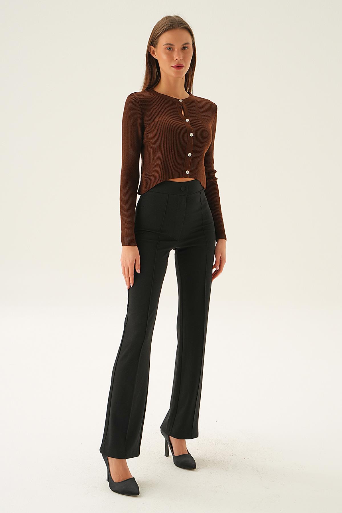 Acı Kahve Önü Düğmeli Bluz 5278 - 6