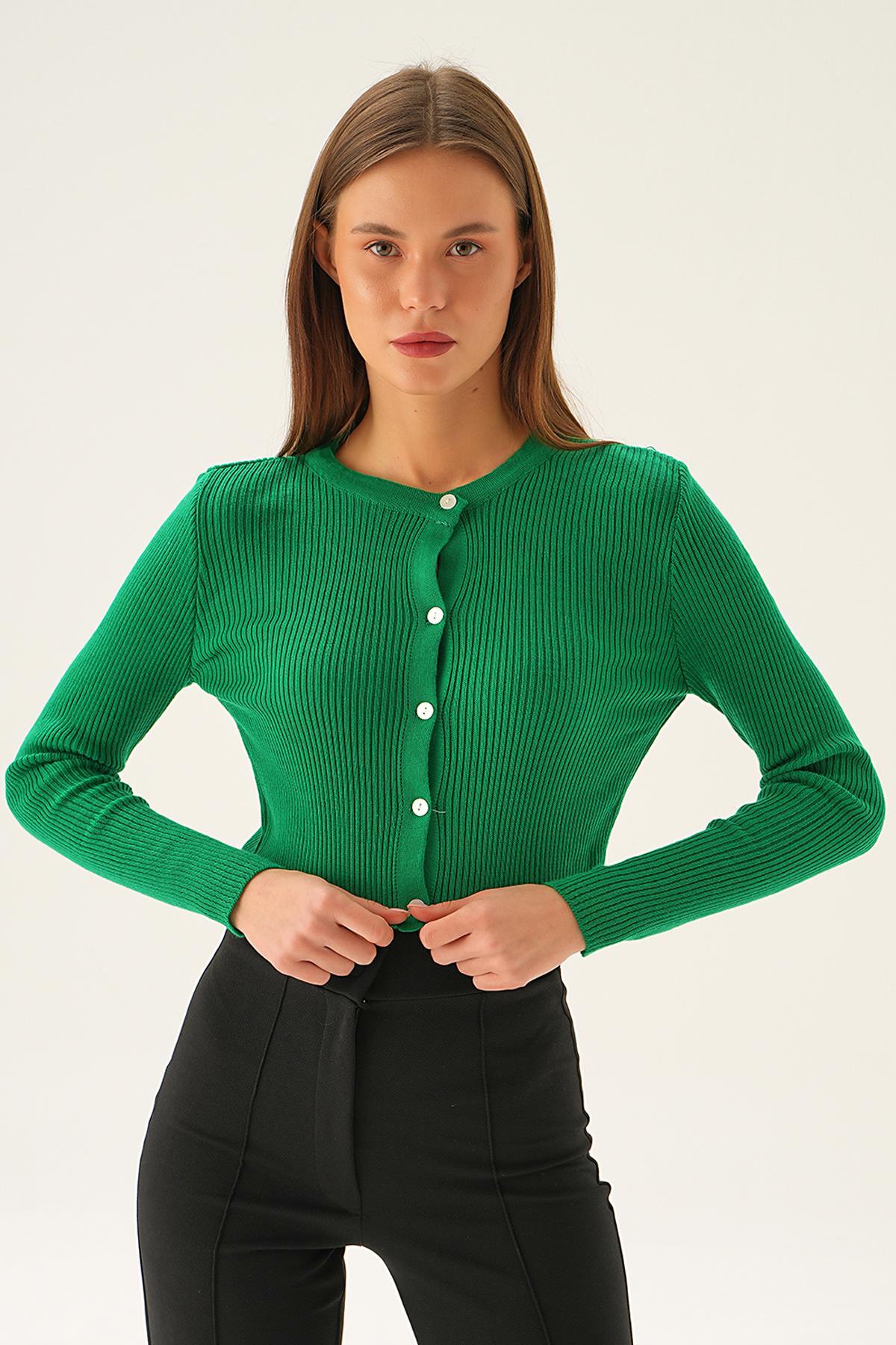 Önü Düğmeli Bluz 5278 Benetton Yeşili - RAYS
