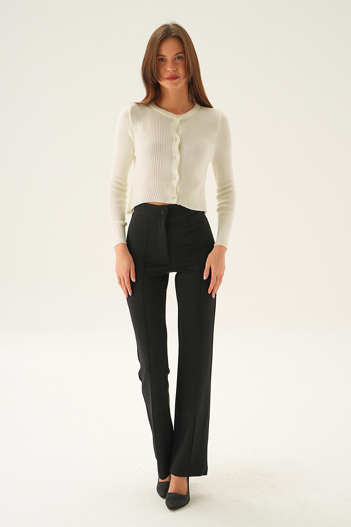 5278 Önü Düğmeli Bluz Kemik - 2