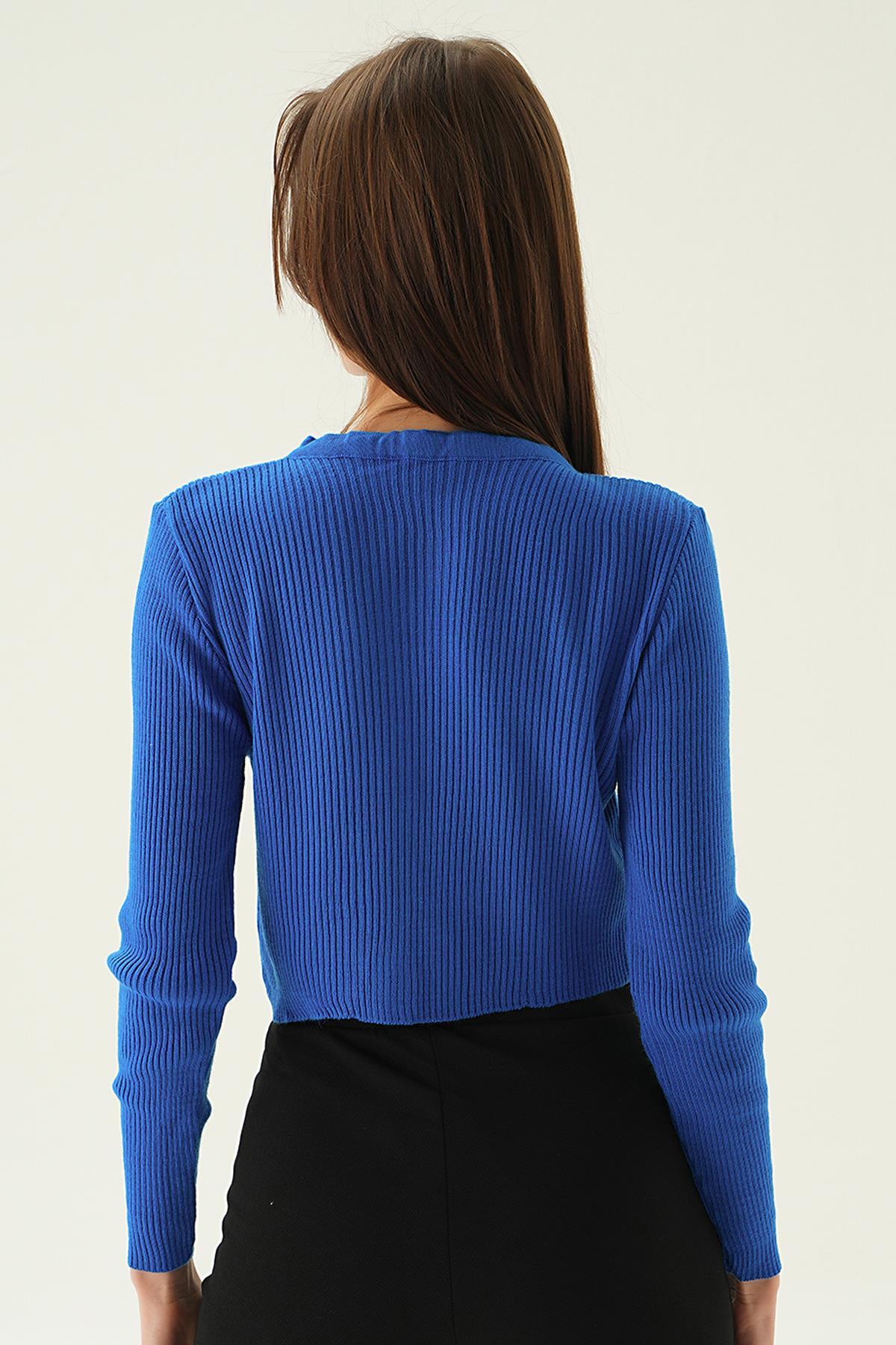 Mavi Önü Düğmeli Bluz 5278 - 3