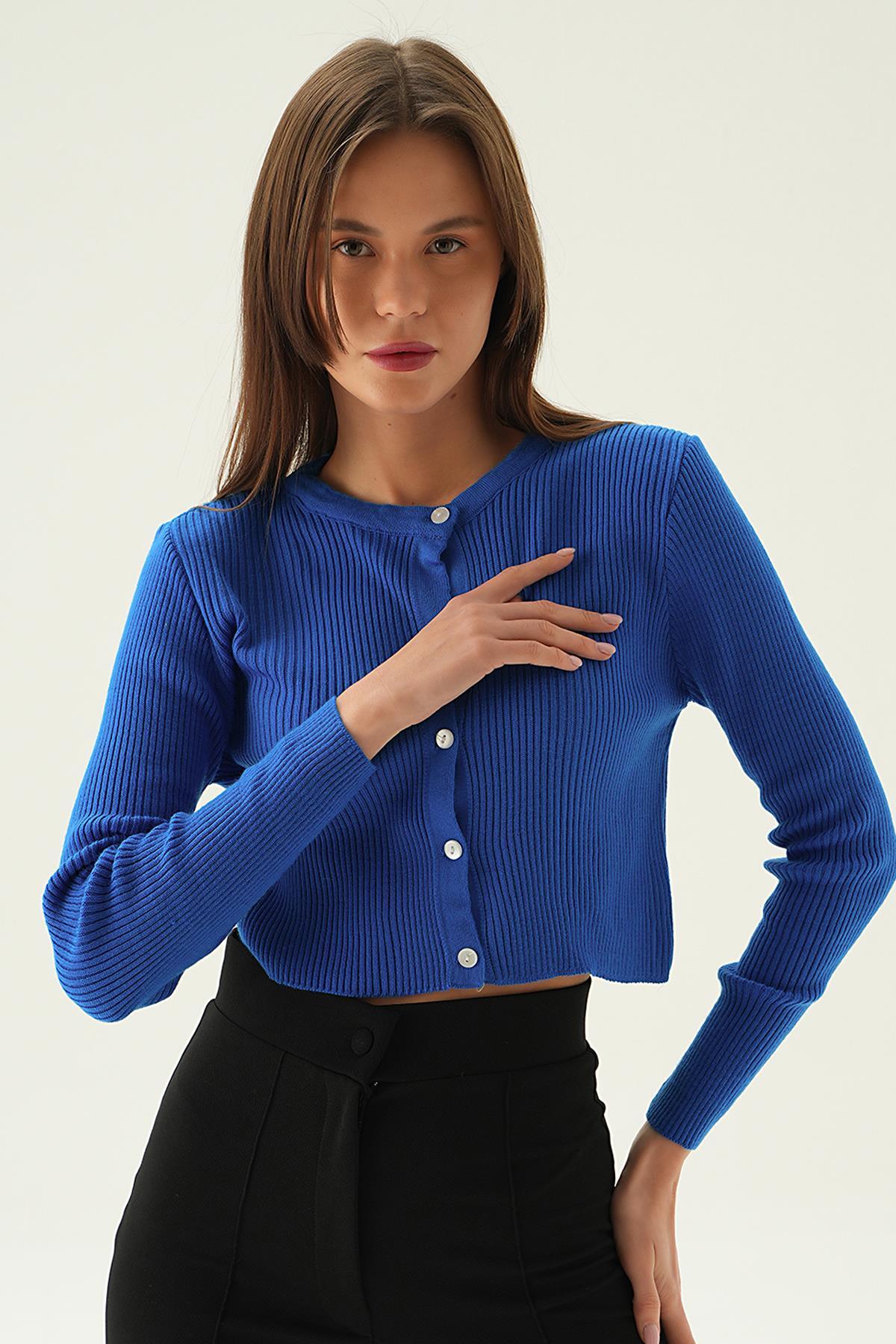 Mavi Önü Düğmeli Bluz 5278 - 4