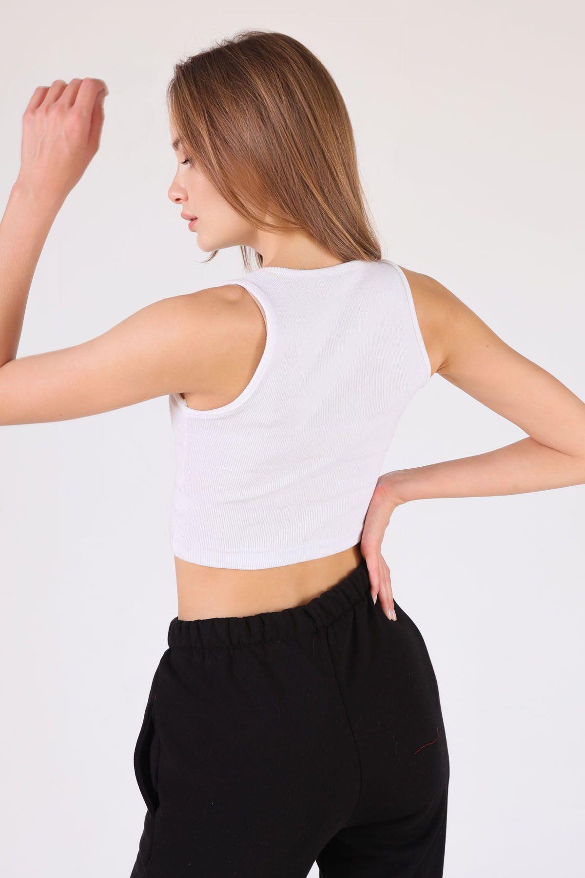 5283 Off Nakış Detay Atlet Beyaz - 2