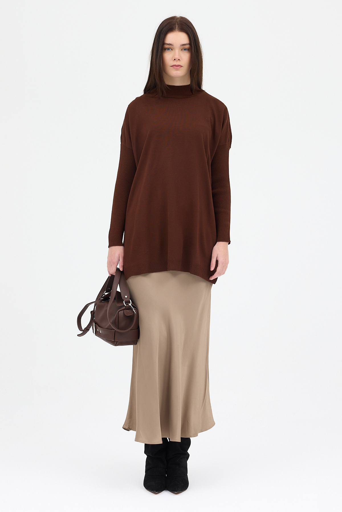 Acı Kahve Balıkçı Yaka Triko Tunik 5315 - 3