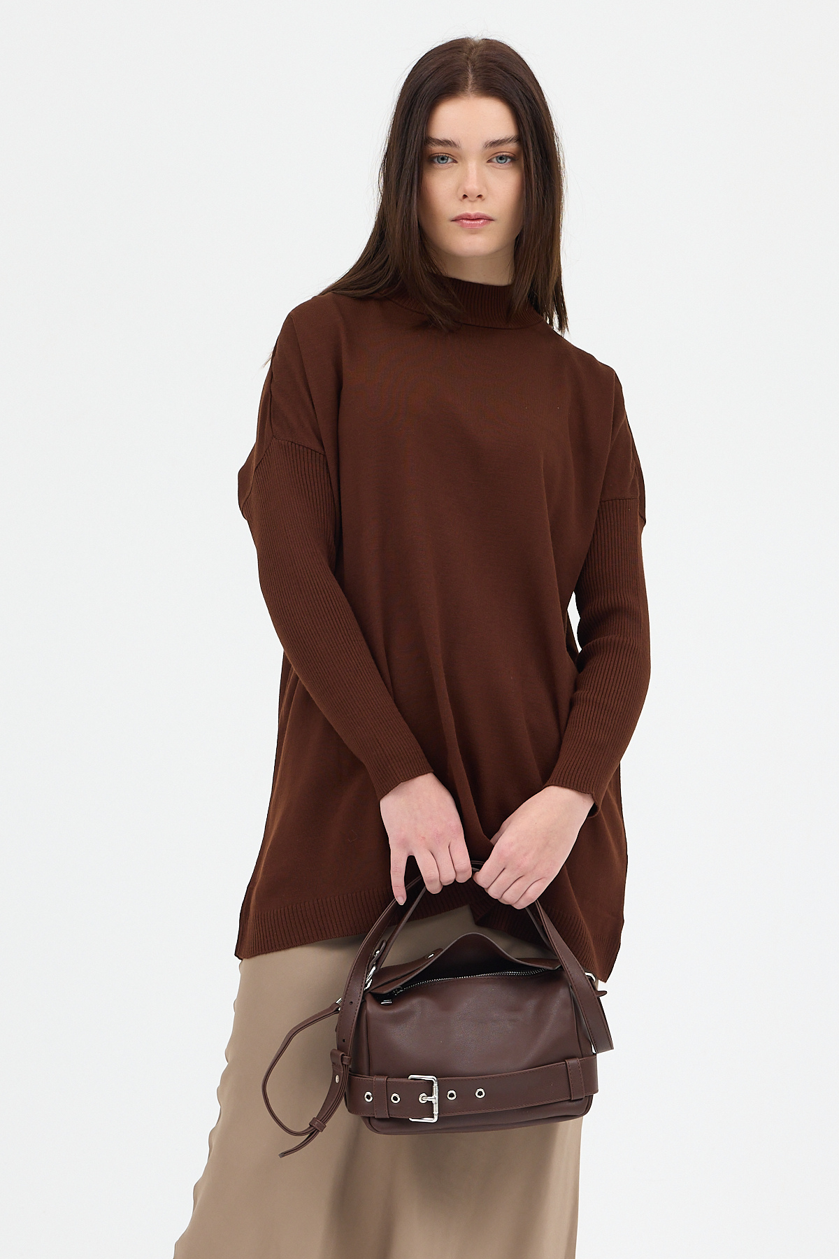 Acı Kahve Balıkçı Yaka Triko Tunik 5315 - 1