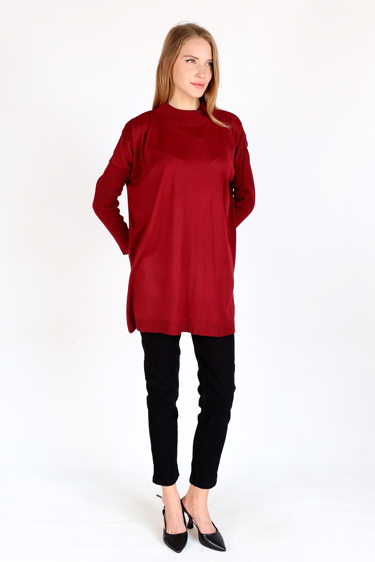 5315 Balıkçı Yaka Tunik Bordo - 3