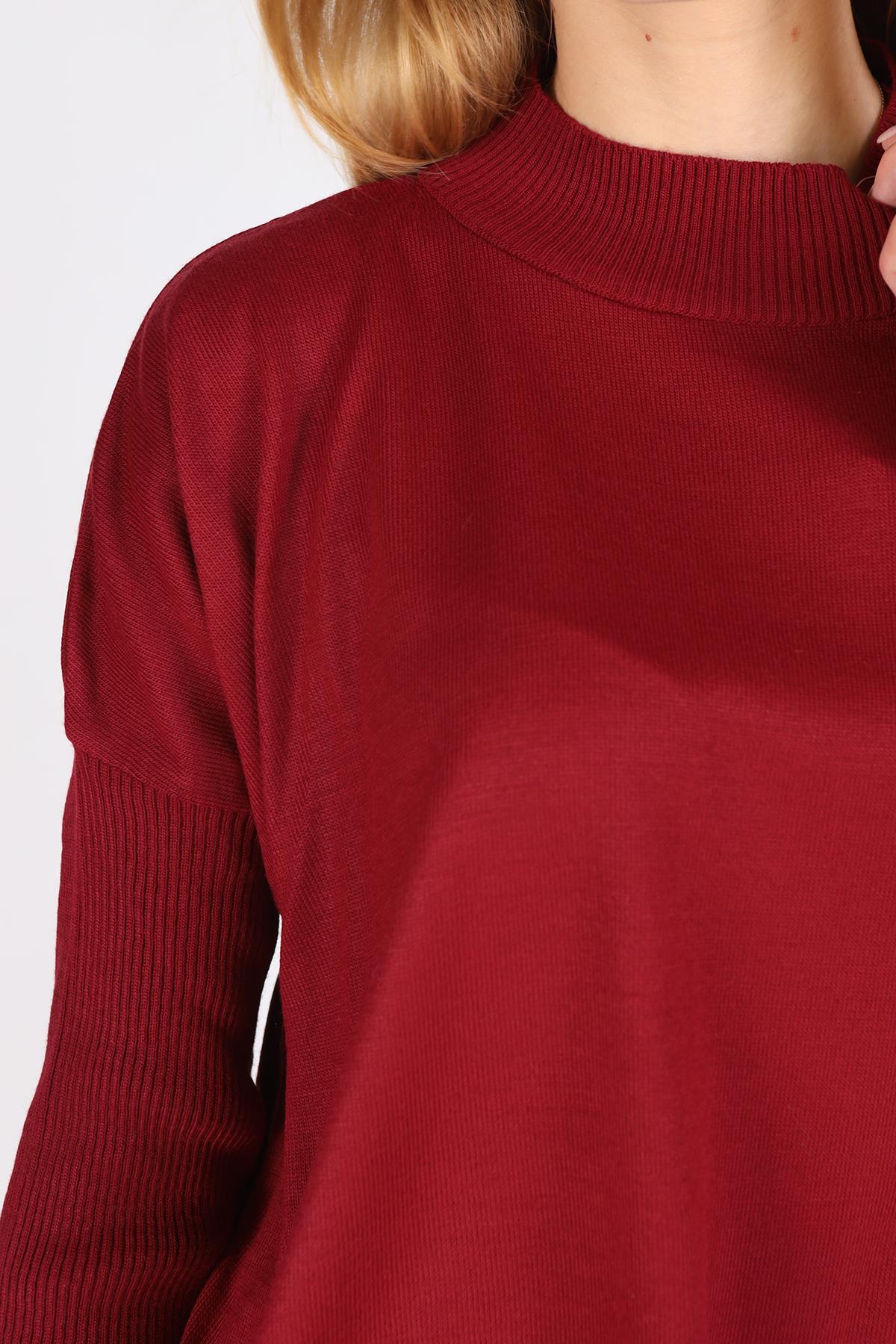 5315 Balıkçı Yaka Tunik Bordo - 4