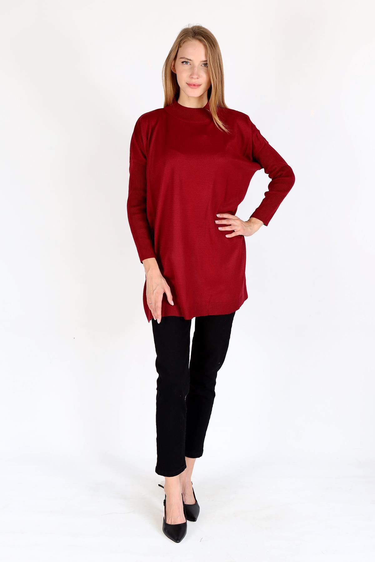 5315 Balıkçı Yaka Tunik Bordo 