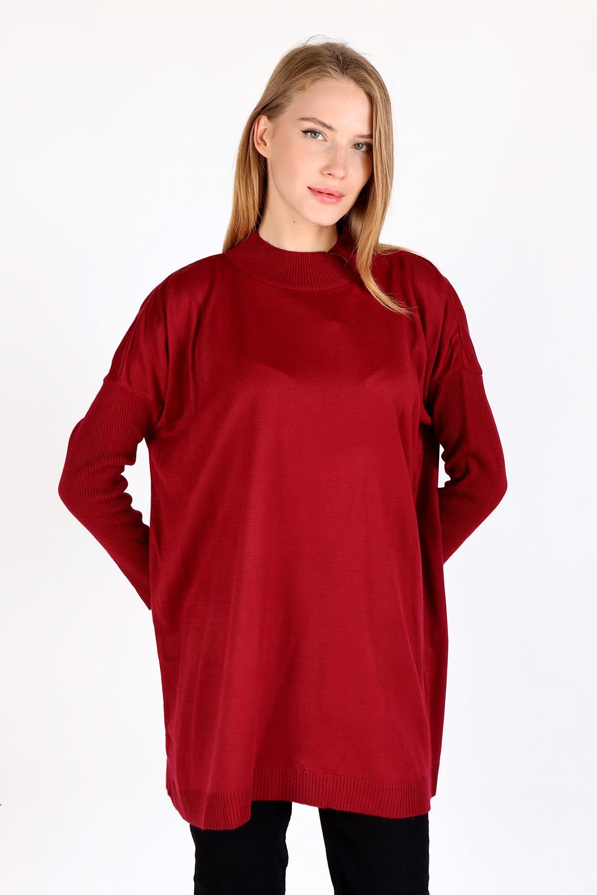5315 Balıkçı Yaka Tunik Bordo - 2