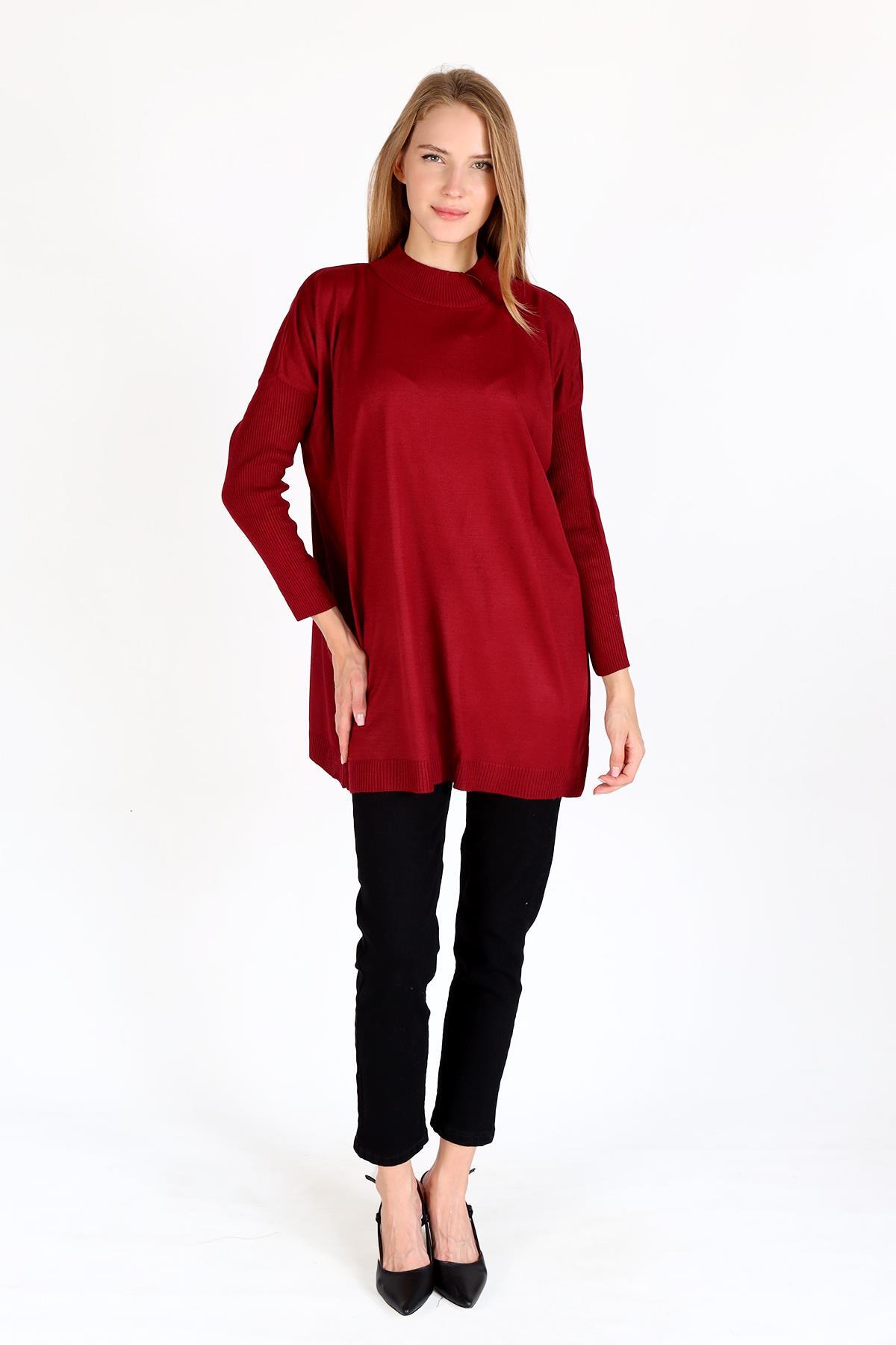 5315 Balıkçı Yaka Tunik Bordo - 7