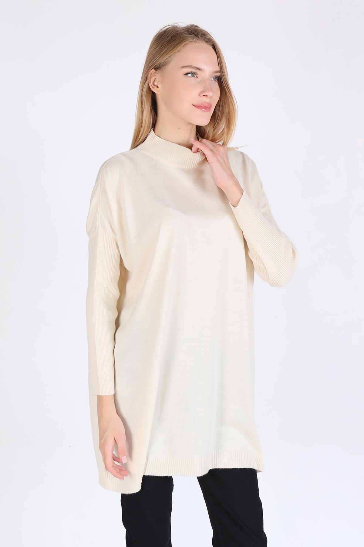 5315 Balıkçı Yaka Tunik Ekru 