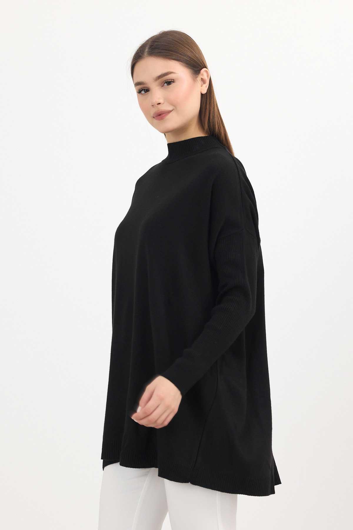 5315 Balıkçı Yaka Tunik Siyah - 6