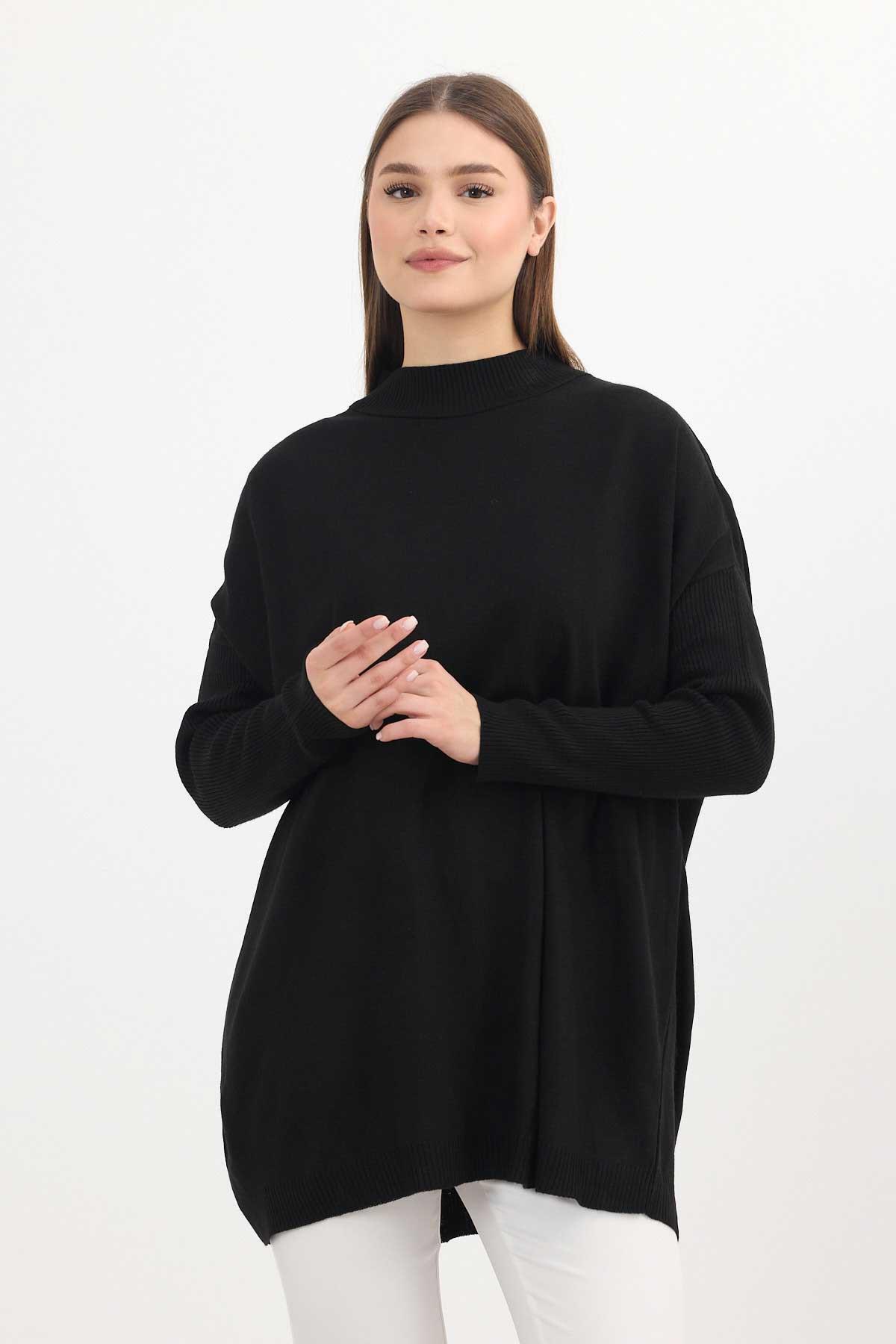 5315 Balıkçı Yaka Tunik Siyah - 8