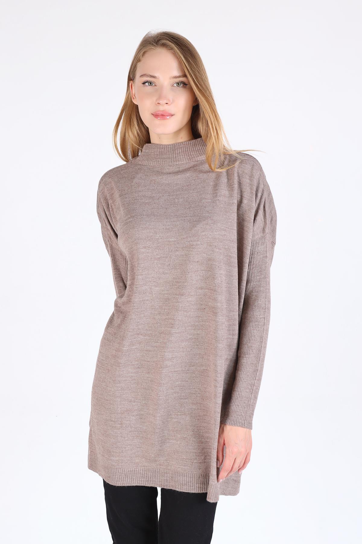 5315 Balıkçı Yaka Tunik Vizon 
