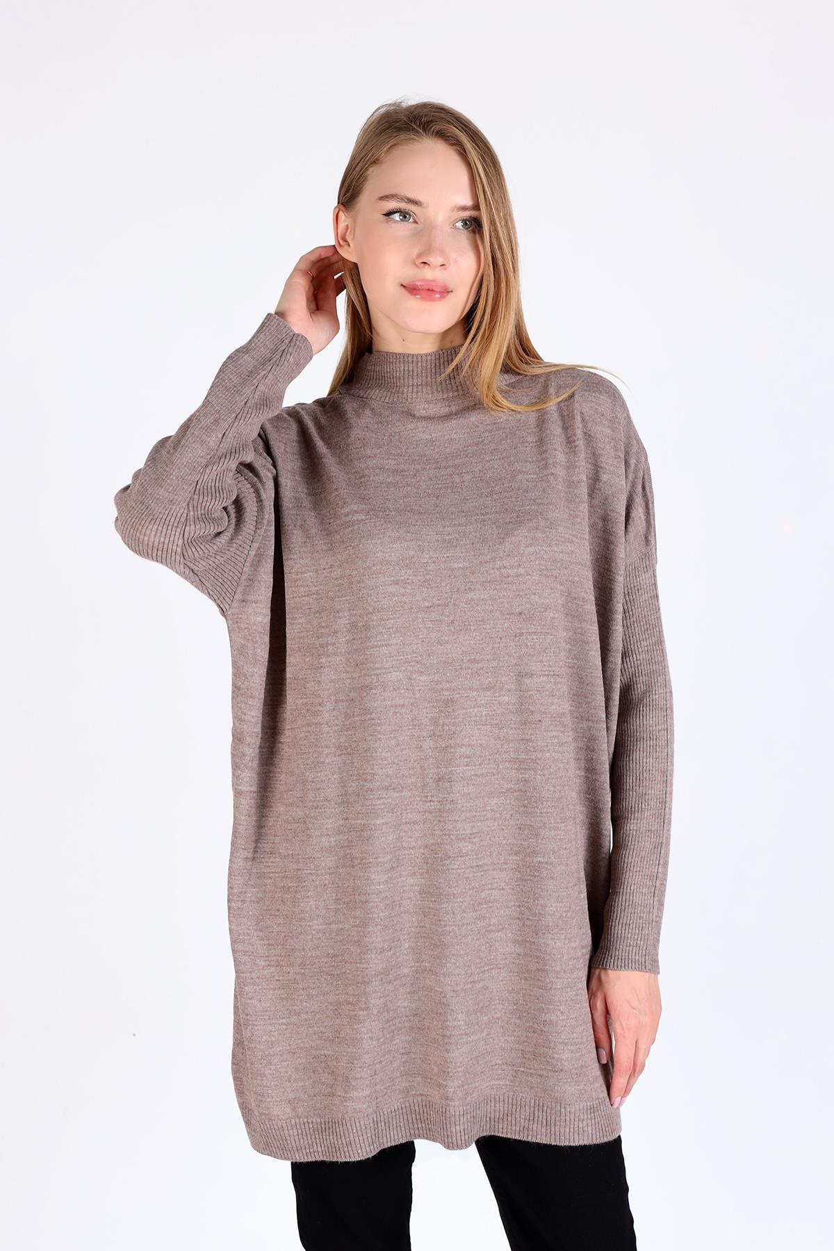 5315 Balıkçı Yaka Tunik Vizon - 2