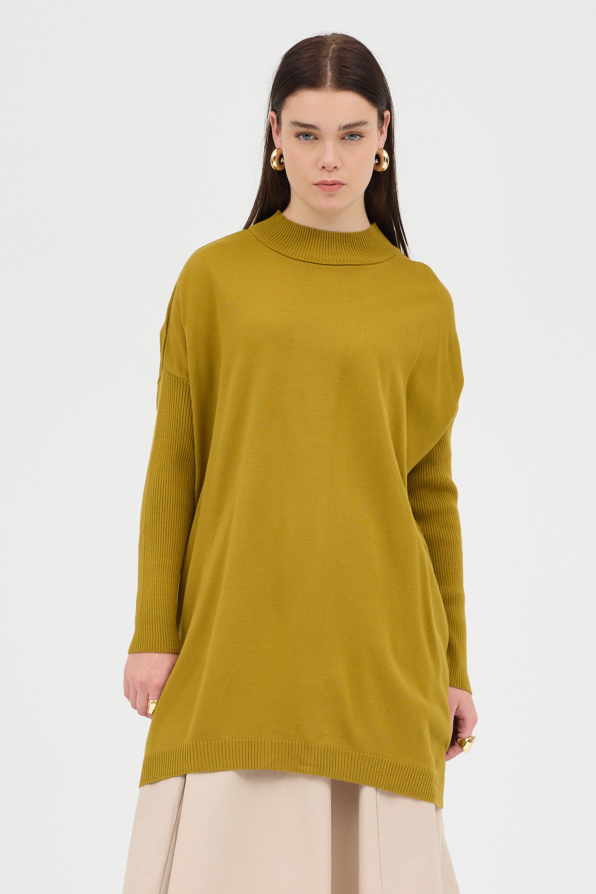 Yağ Yeşili Balıkçı Yaka Triko Tunik 5315 - RAYS