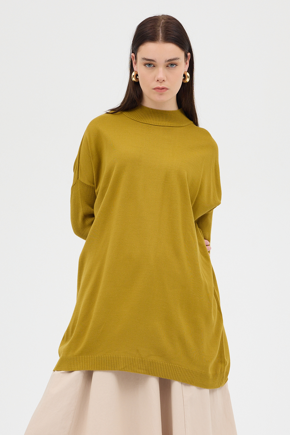 Yağ Yeşili Balıkçı Yaka Triko Tunik 5315 - 6