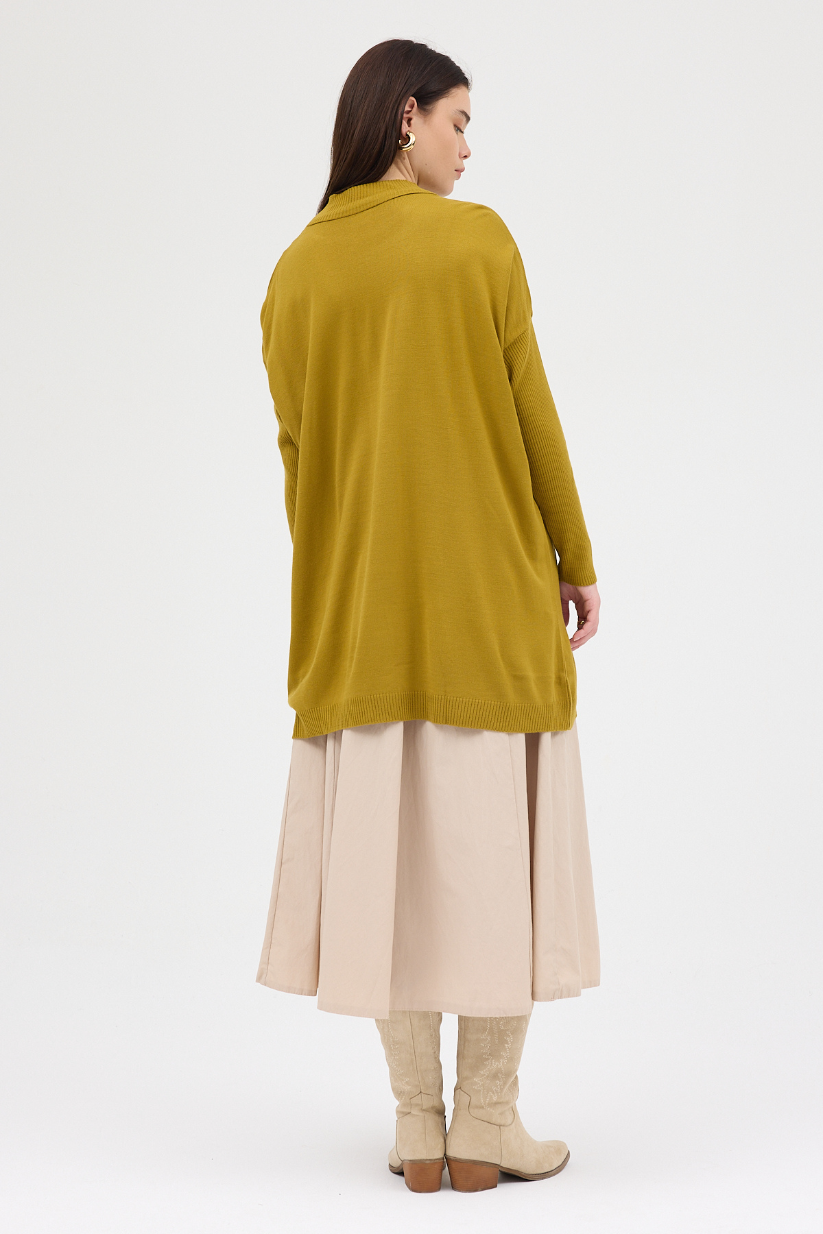 Yağ Yeşili Balıkçı Yaka Triko Tunik 5315 - 5