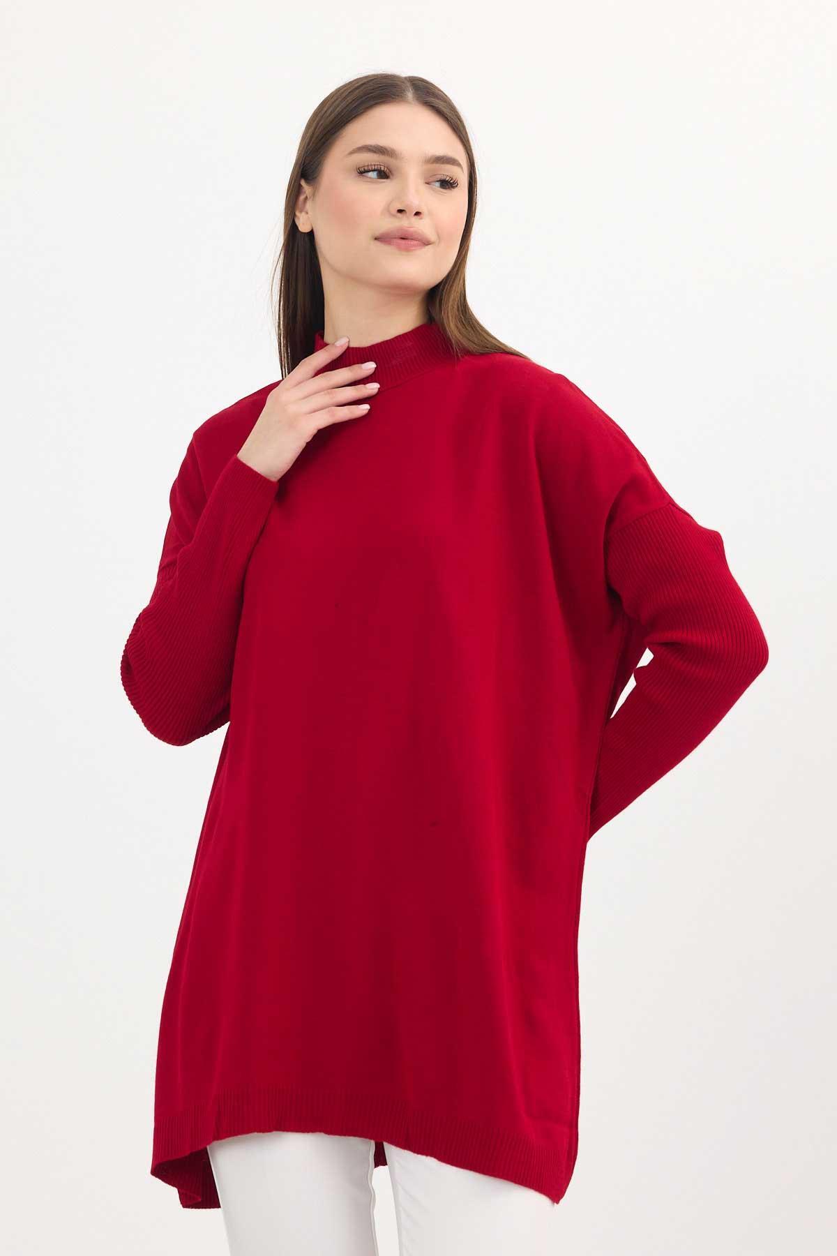 5315 Balıkçı Yaka Tunik Kırmızı - 3
