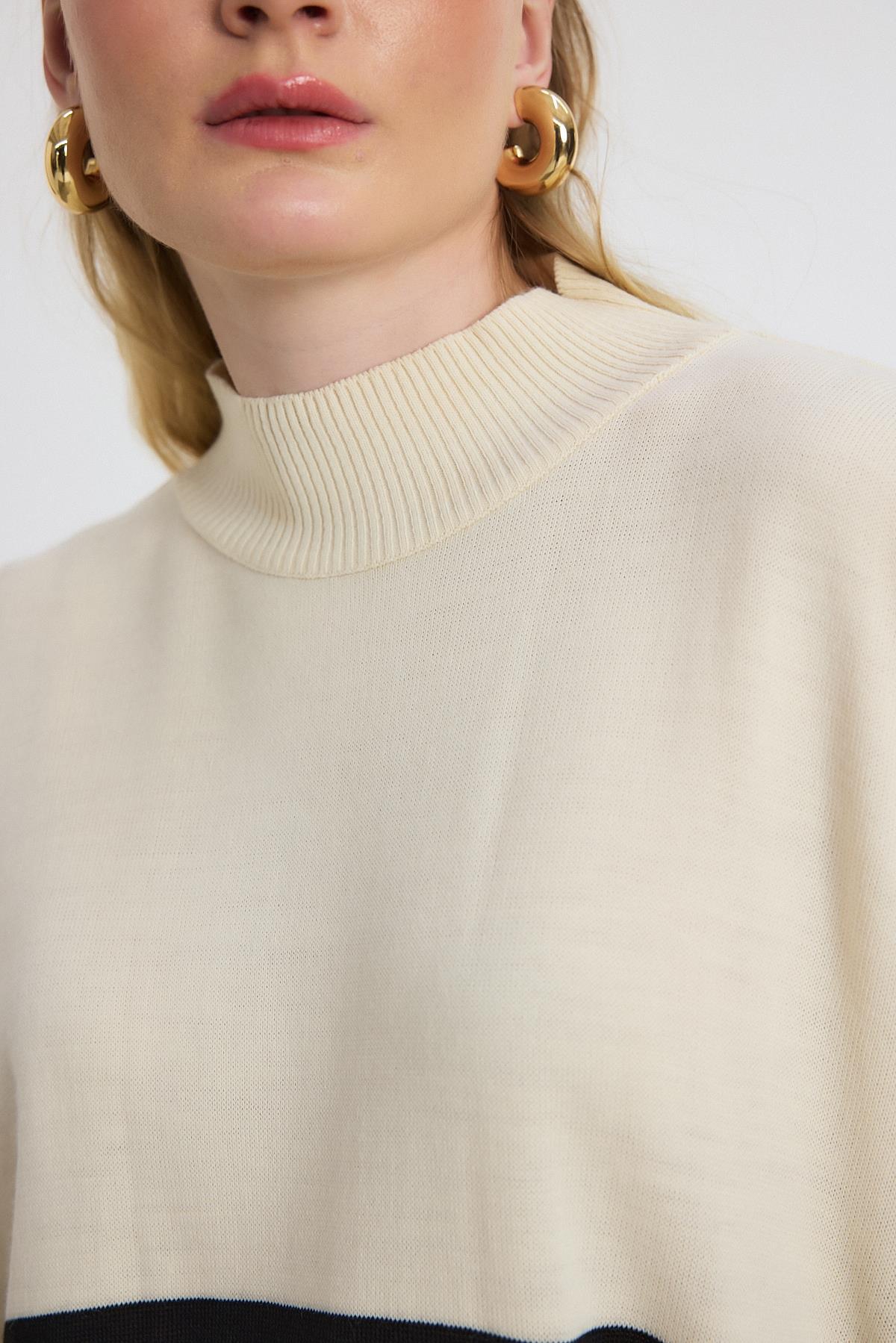 5325 Kalın Çizgili Tunik Ekru - RAYS