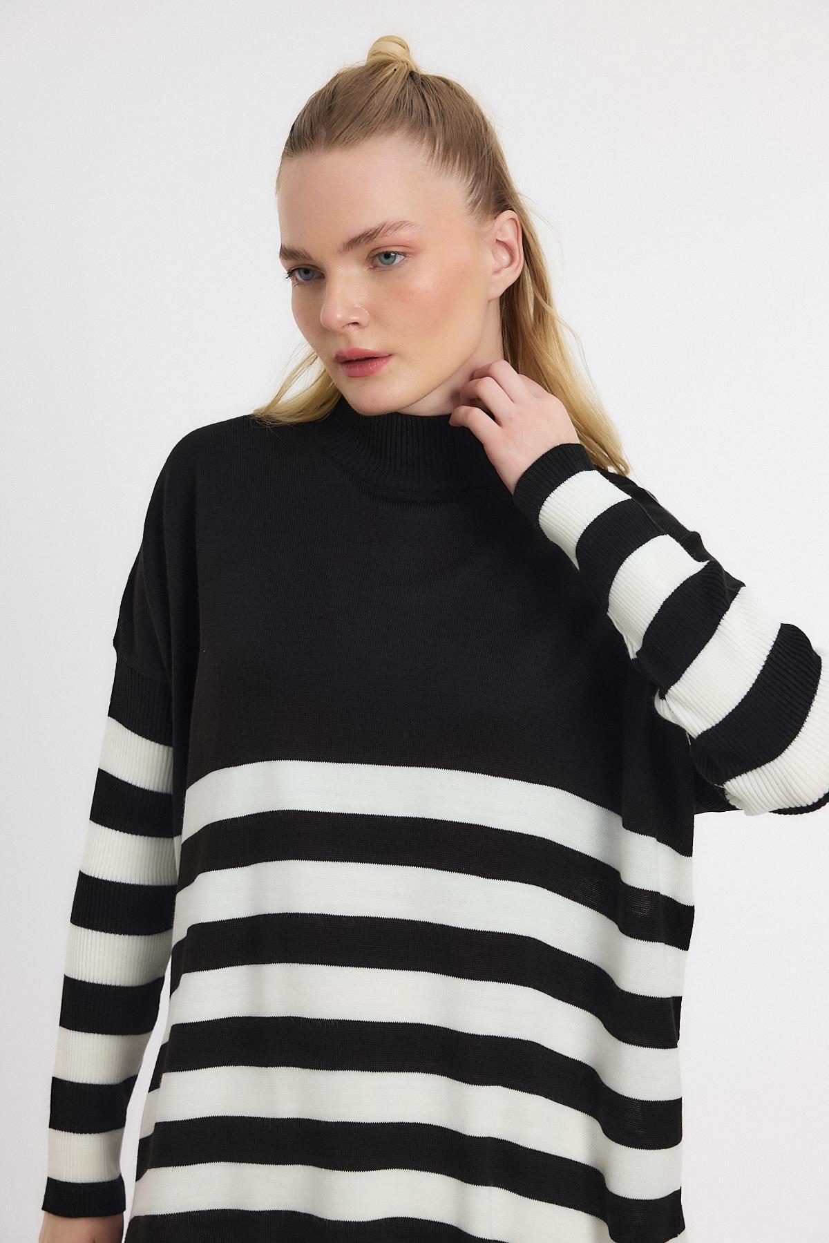 Siyah Kalın Çizgili Tunik 5325 - 3