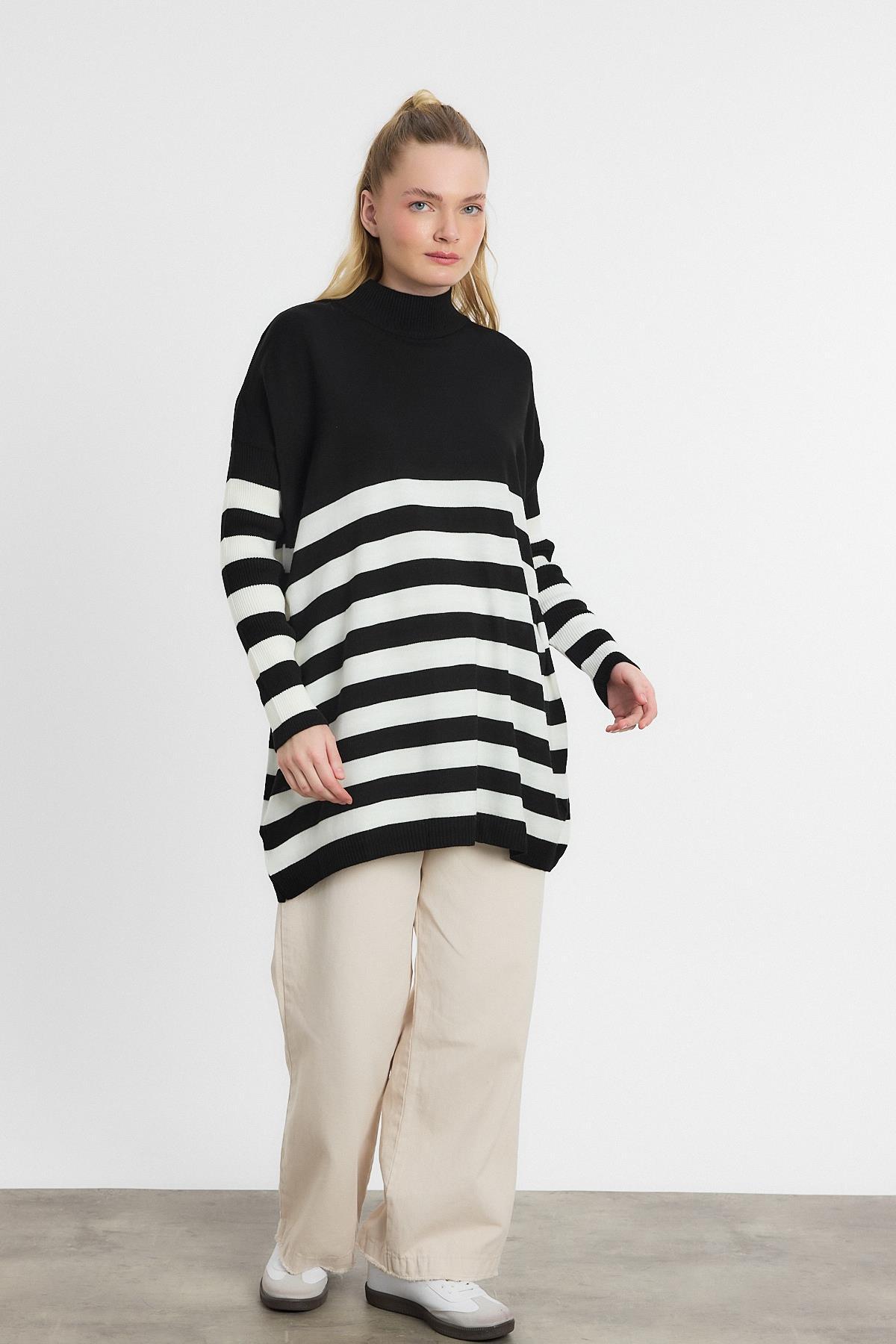 Siyah Kalın Çizgili Tunik 5325 - 7