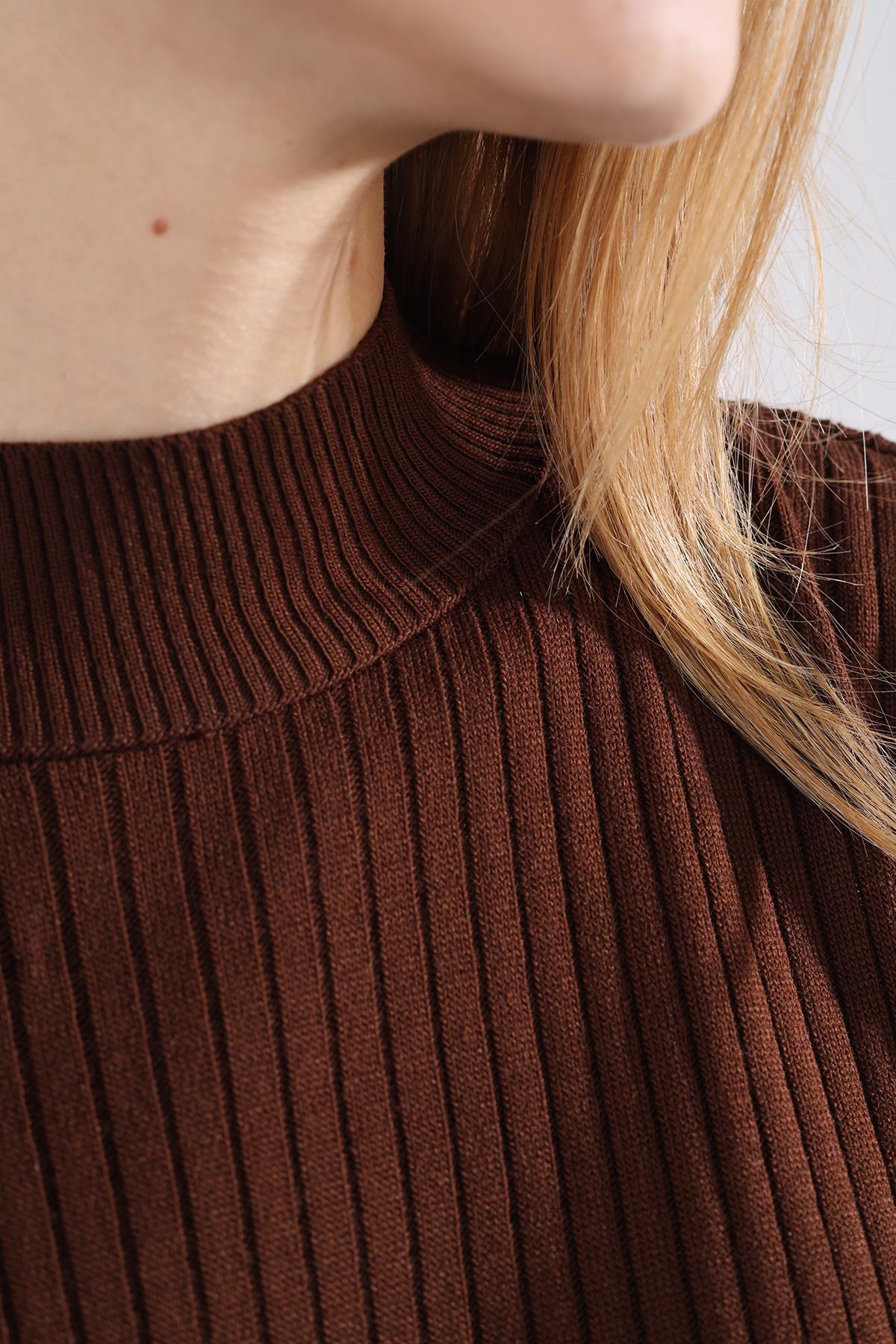 Acı Kahve Çizgili Triko Tunik 5330 - 5