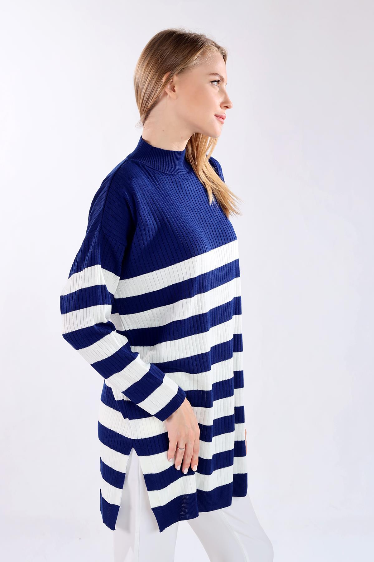 5330 Çizgili Triko Tunik Laci - 6