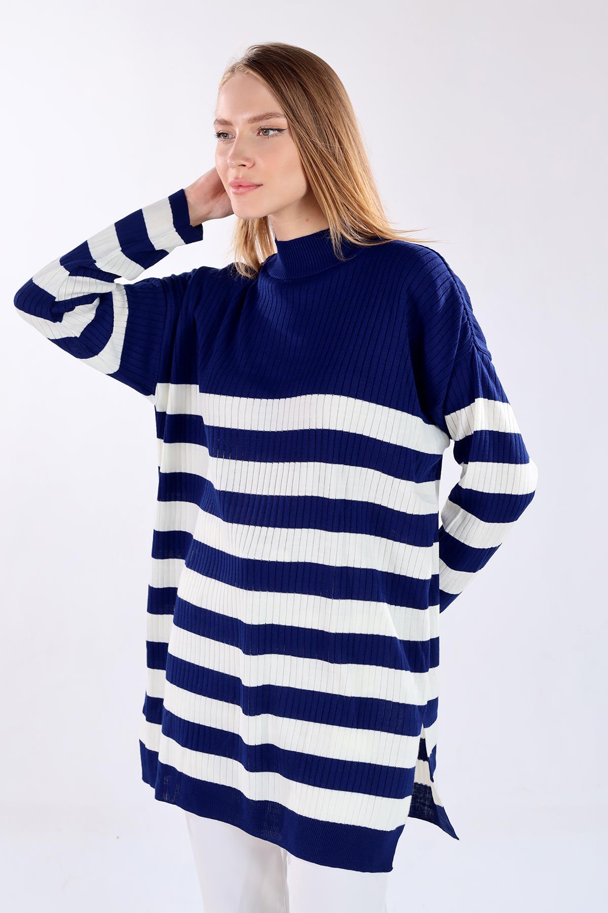 5330 Çizgili Triko Tunik Laci - 9