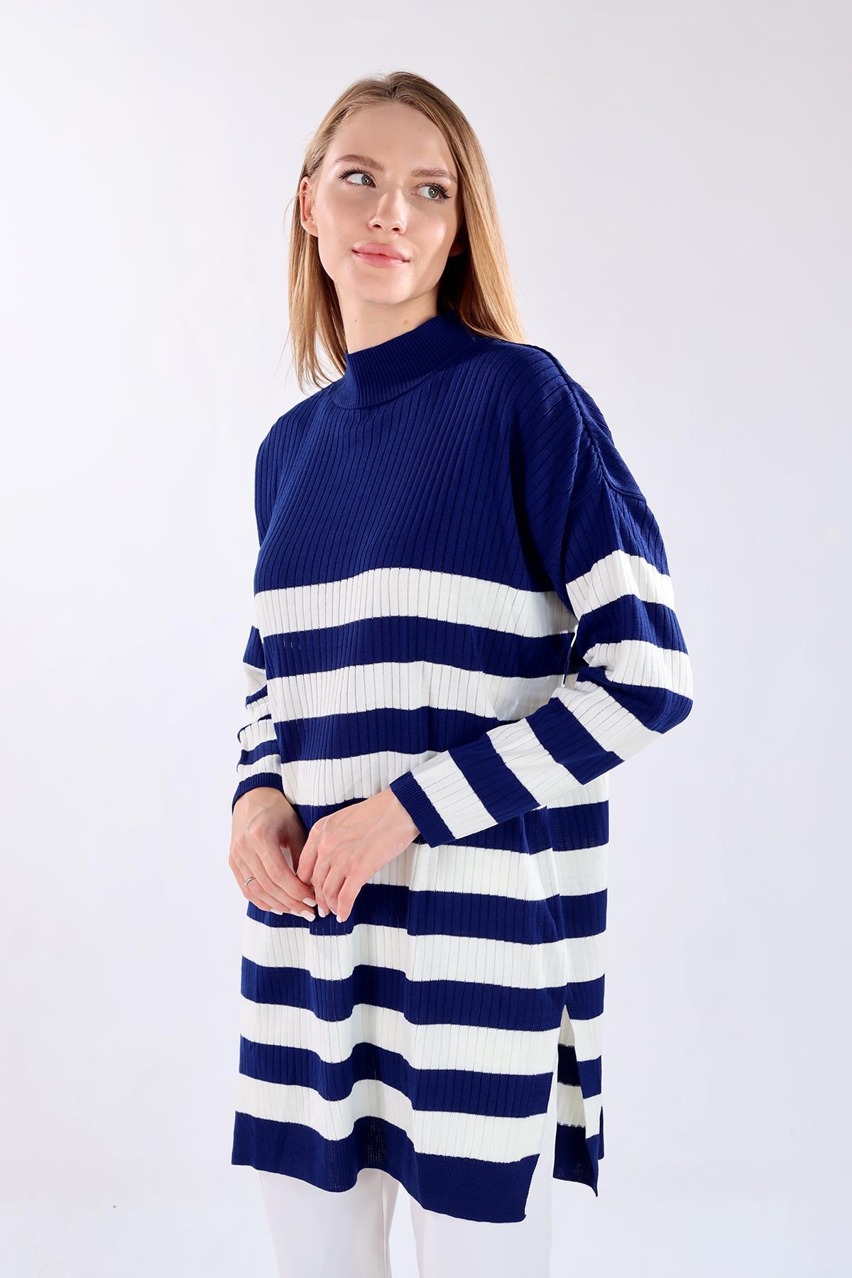 5330 Çizgili Triko Tunik Laci - 1