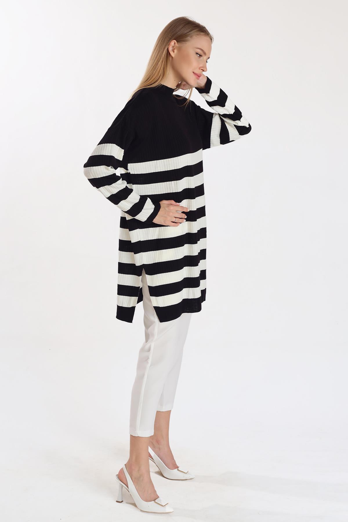 Siyah Çizgili Triko Tunik 5330 - 2