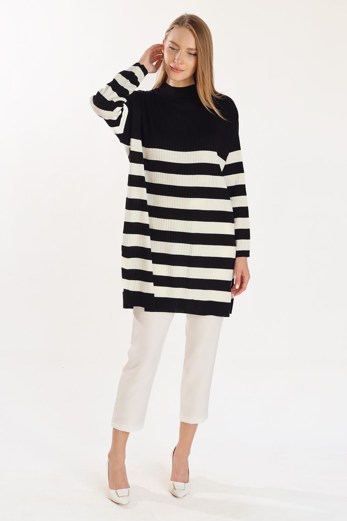 Siyah Çizgili Triko Tunik 5330 - 6