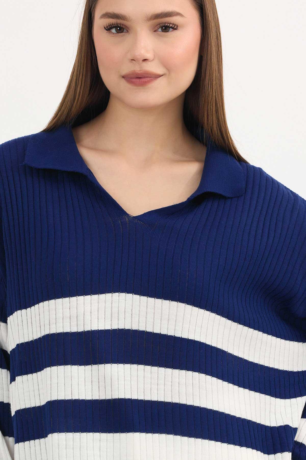 5335 Çizgili Fitilli Triko Tunik Laci - 5