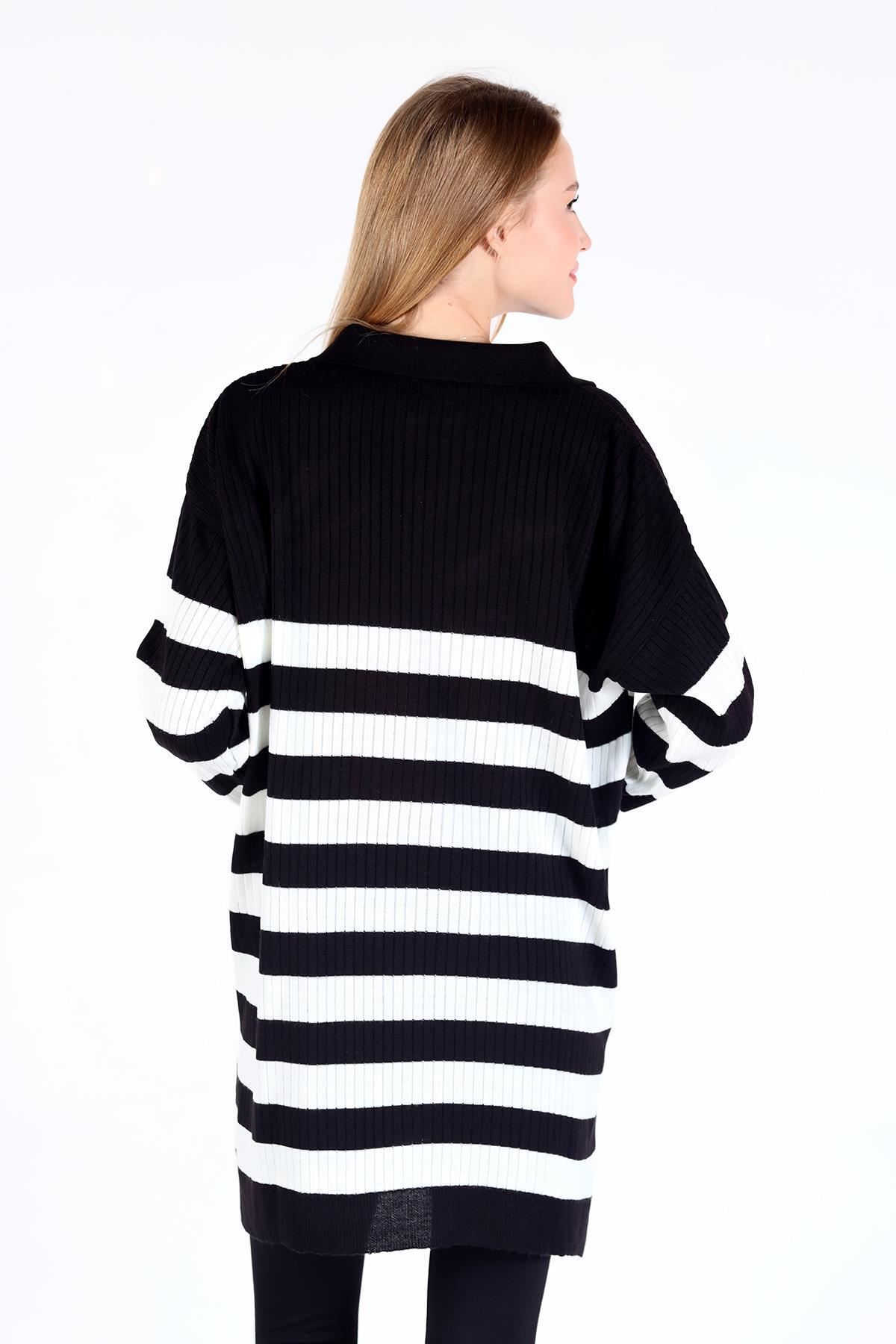 Siyah Çizgili Fitilli Triko Tunik 5335 - 5