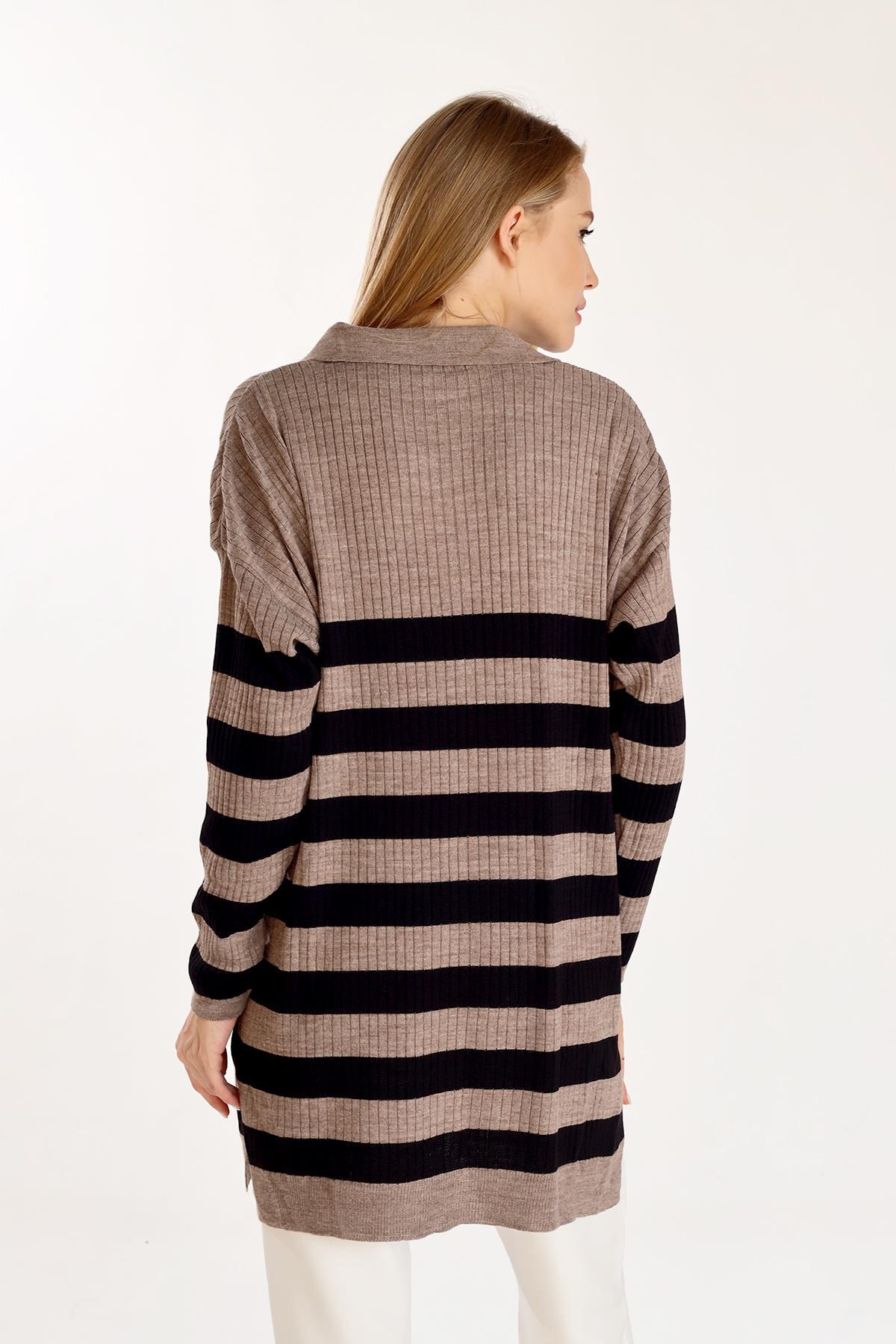 Vizon Çizgili Fitilli Triko Tunik 5335 - 5