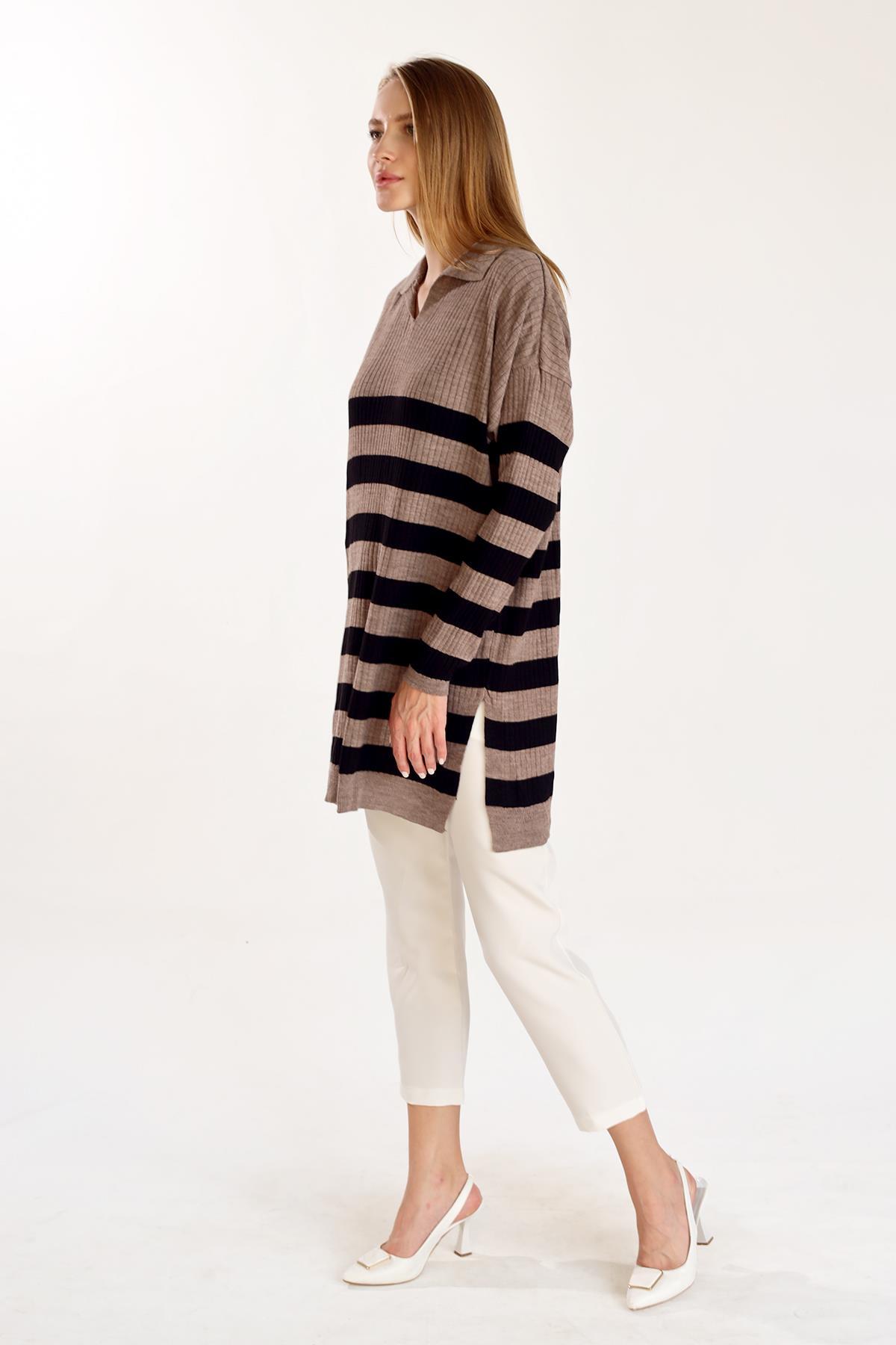 Vizon Çizgili Fitilli Triko Tunik 5335 - 6