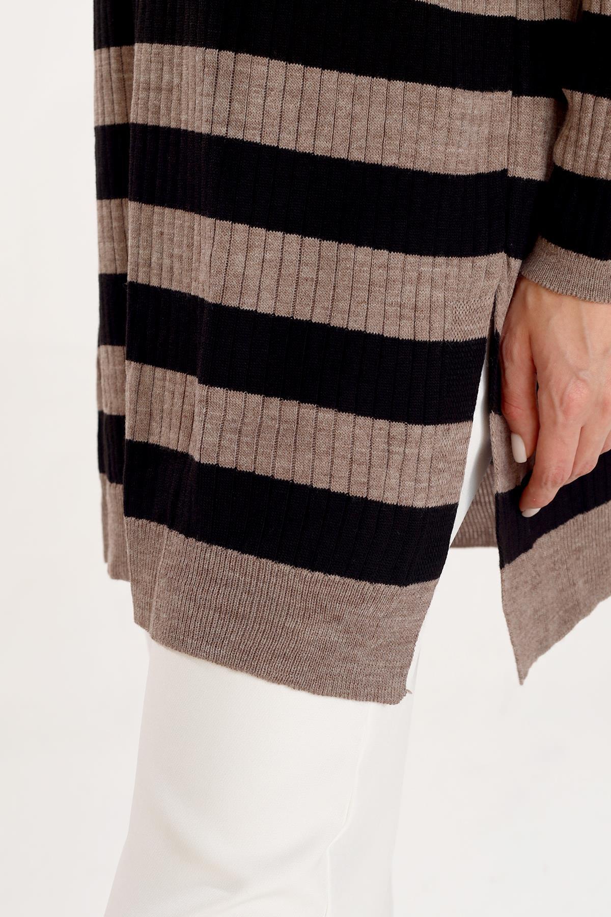 Vizon Çizgili Fitilli Triko Tunik 5335 - 7