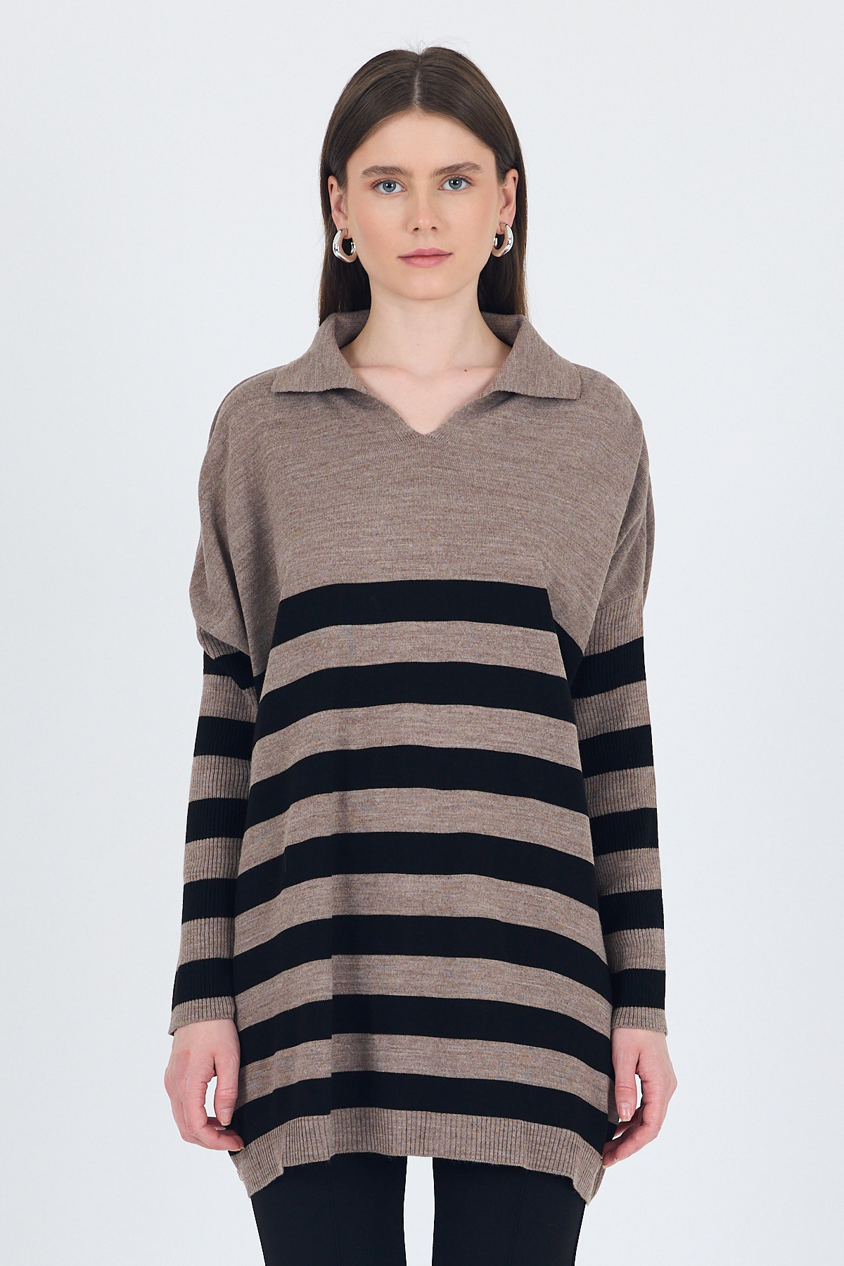 Vizon Polo Yaka Çizgili Tunik 5340 - 2