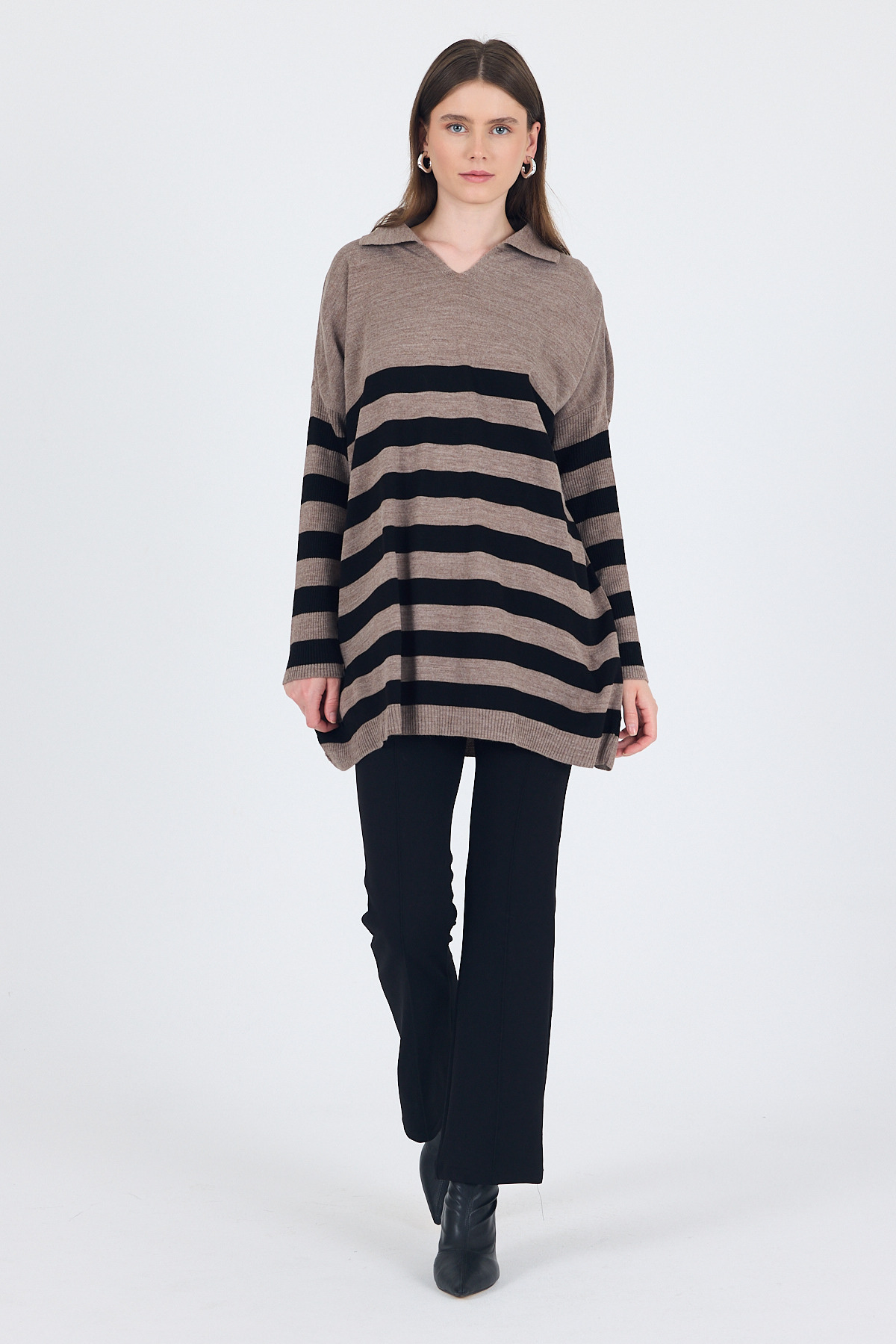 Vizon Polo Yaka Çizgili Tunik 5340 - 3