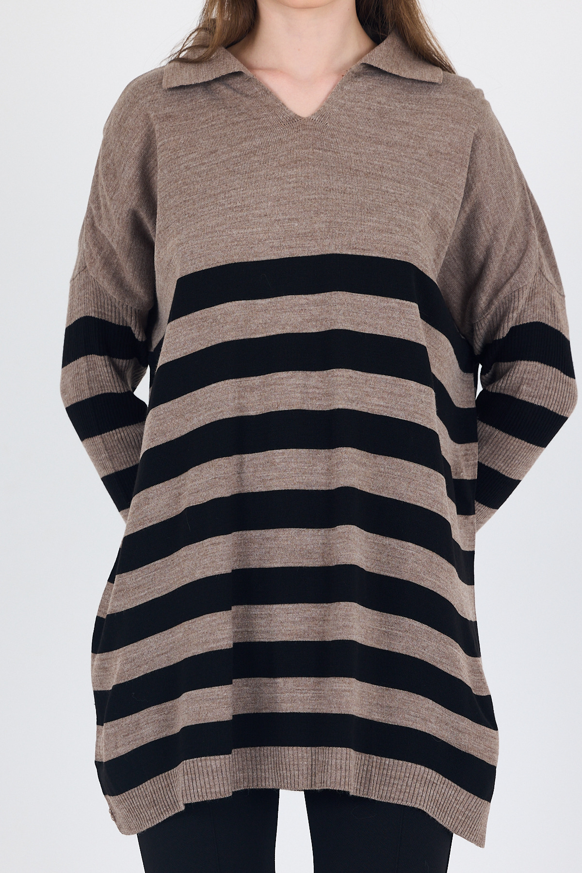 Vizon Polo Yaka Çizgili Tunik 5340 - 4