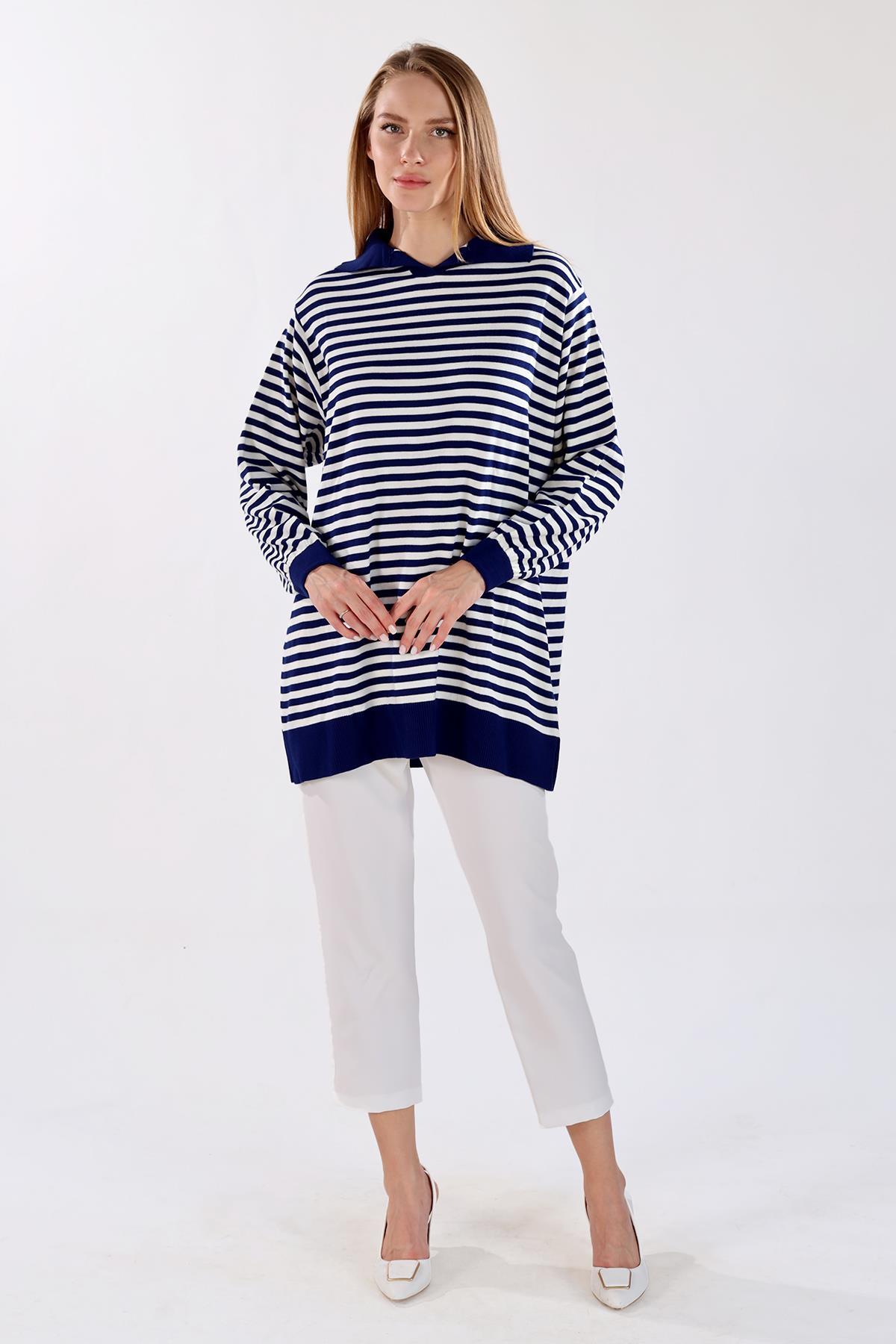 5345 İnce Çizgi Polo Yaka Tunik Laci - 1