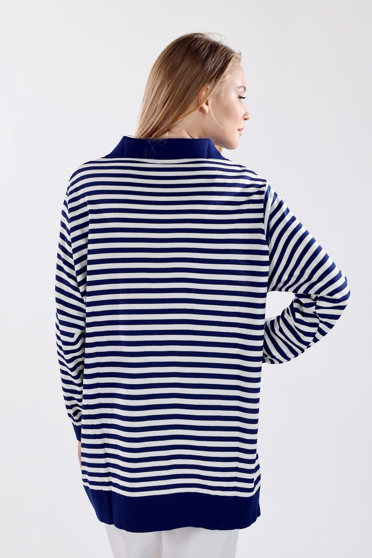 5345 İnce Çizgi Polo Yaka Tunik Laci - 5