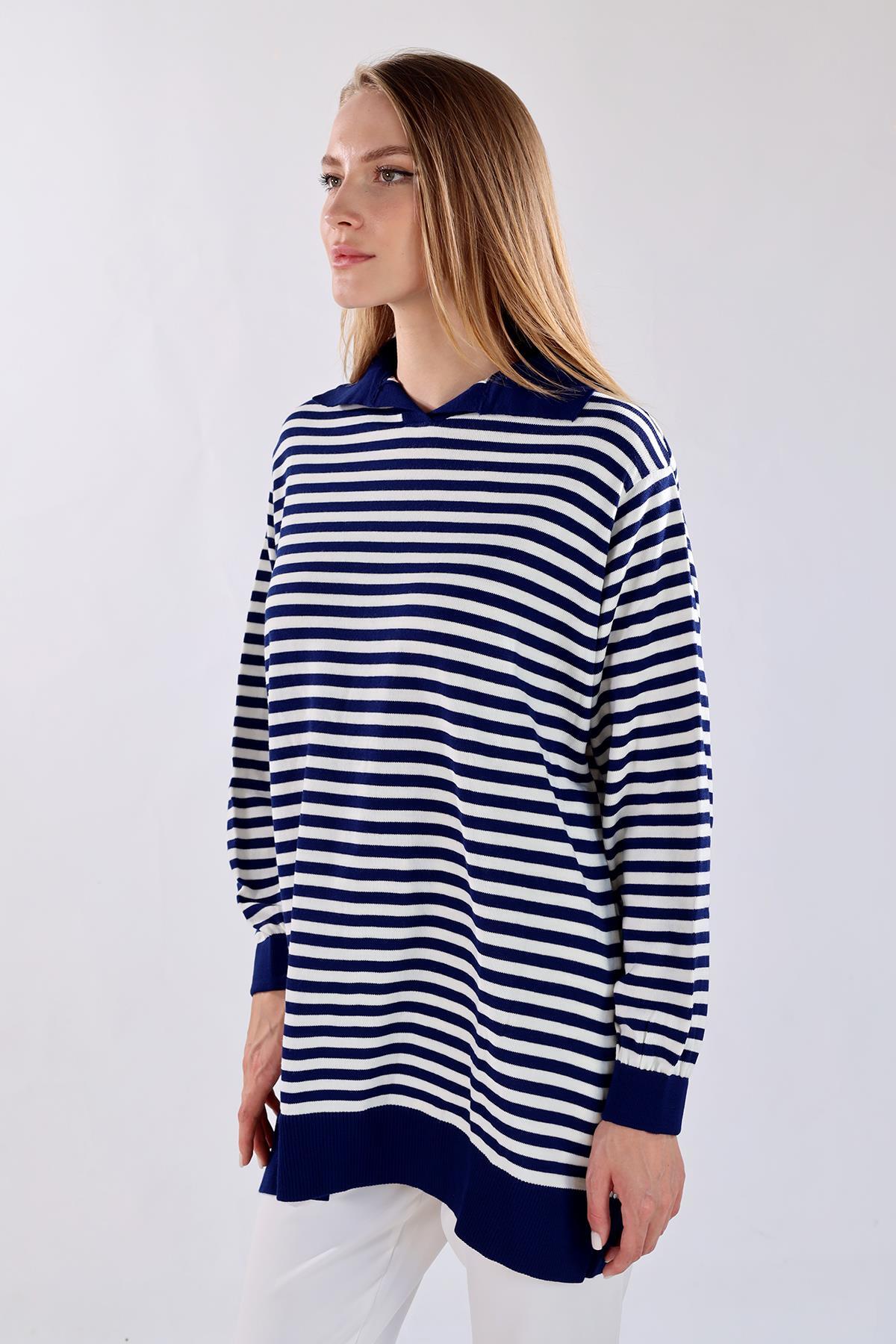 Laci İnce Çizgi Polo Yaka Tunik 5345 - 2