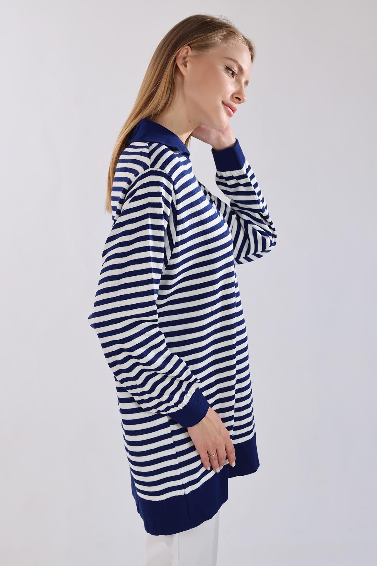 Laci İnce Çizgi Polo Yaka Tunik 5345 - 6