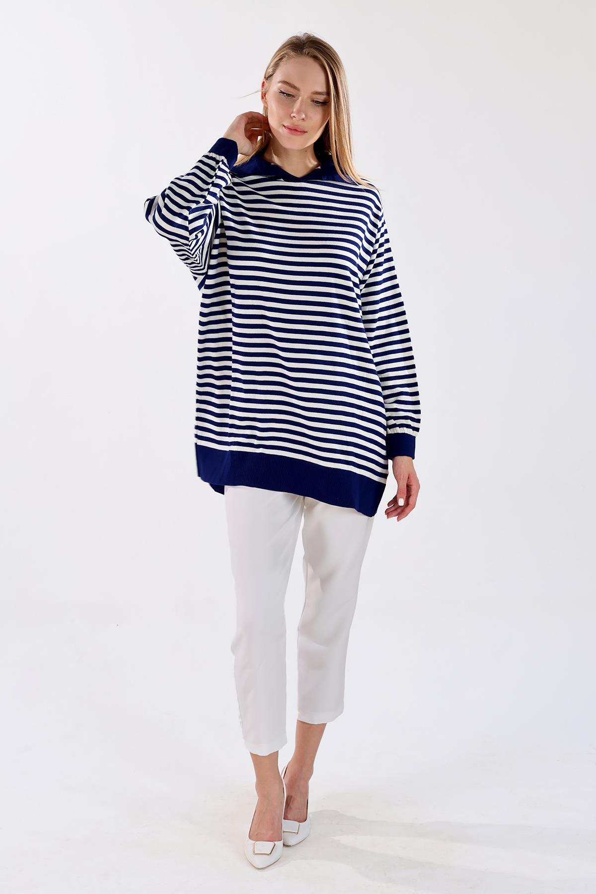 Laci İnce Çizgi Polo Yaka Tunik 5345 - 8