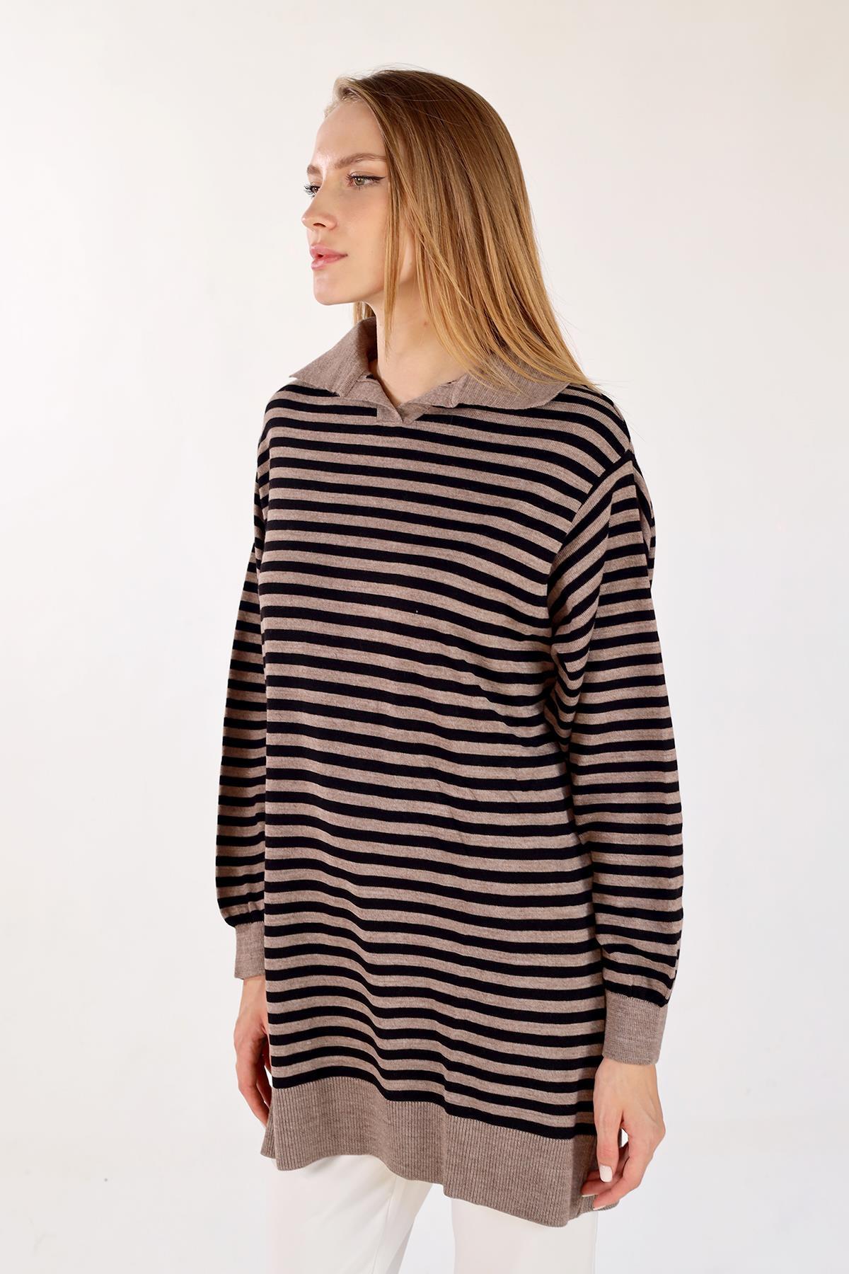 Vizon İnce Çizgi Polo Yaka Tunik 5345 - 2