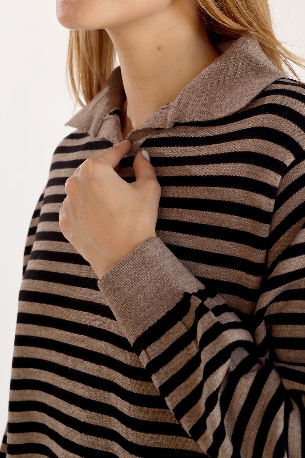 Vizon İnce Çizgi Polo Yaka Tunik 5345 - 3