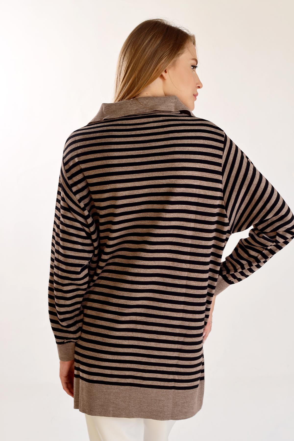 Vizon İnce Çizgi Polo Yaka Tunik 5345 - 4